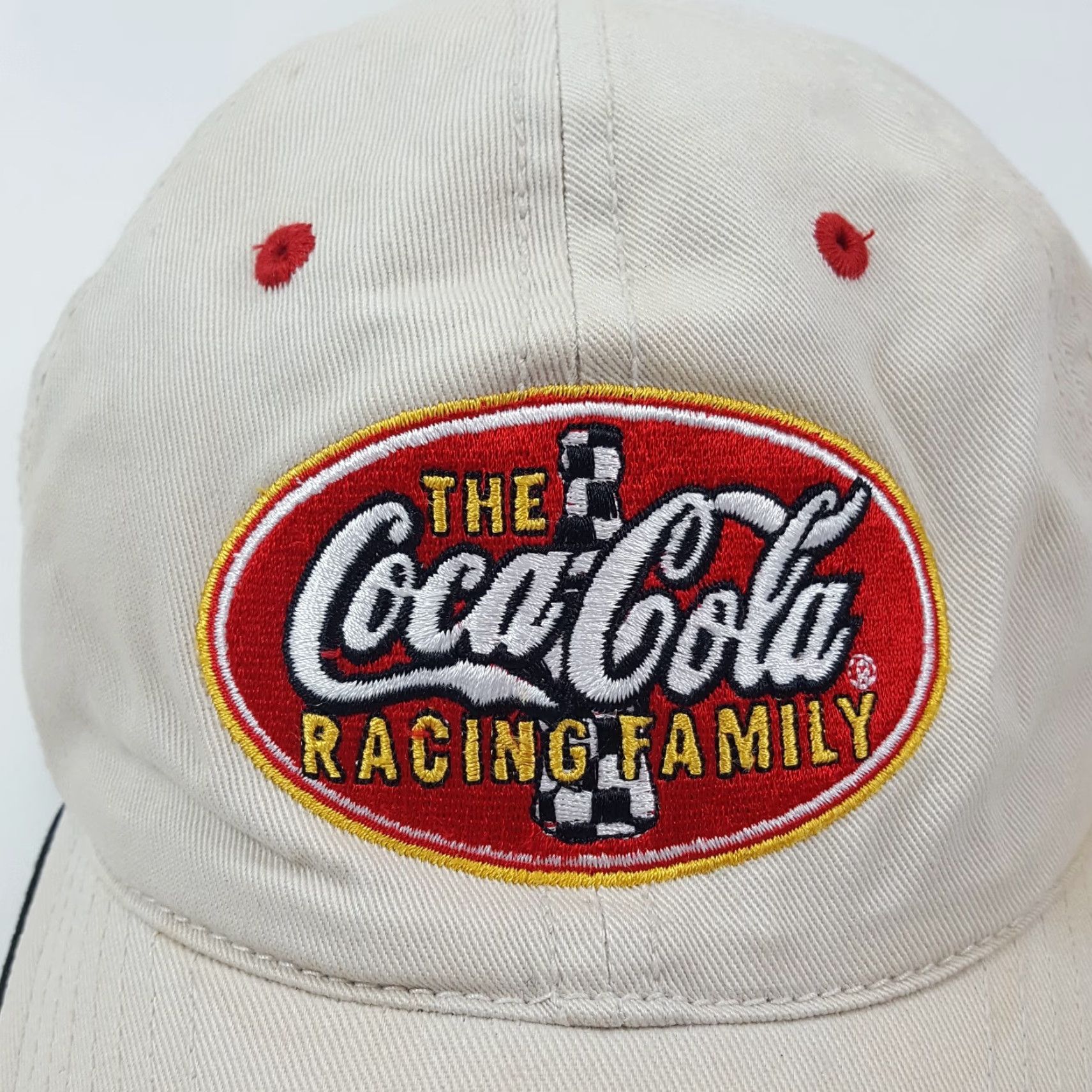 Vintage VINTAGE Coca-Cola NASCAR Racing Snapback Baseball Cap Hat Adjustable Beige One Size Retro Mens Size ONE SIZE - 2 Thumbnail