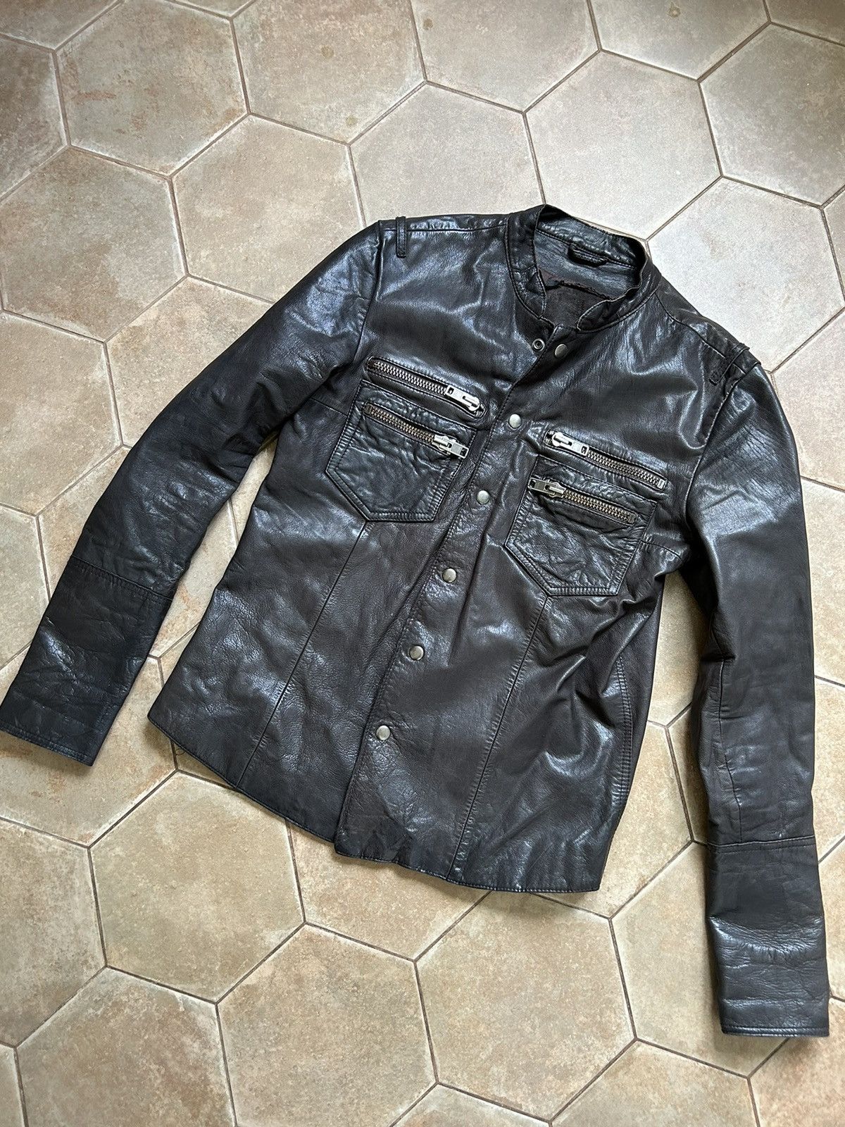Allsaints All Saints Leather Jacket Biker Size US M / EU 48-50 / 2 - 2 Thumbnail
