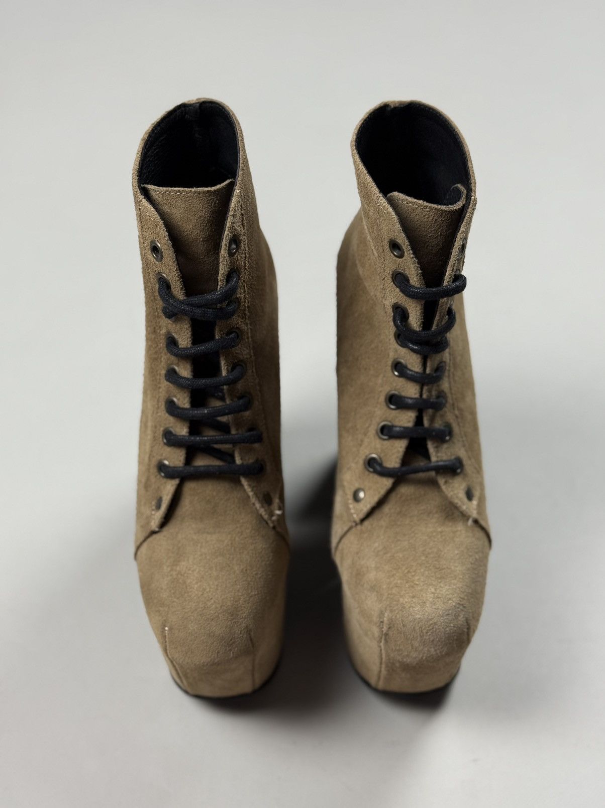 Jeffrey Campbell Avant-Garde Suede Block Heeled Platform Boots Shoes Size US 7 / IT 37 - 8 Thumbnail