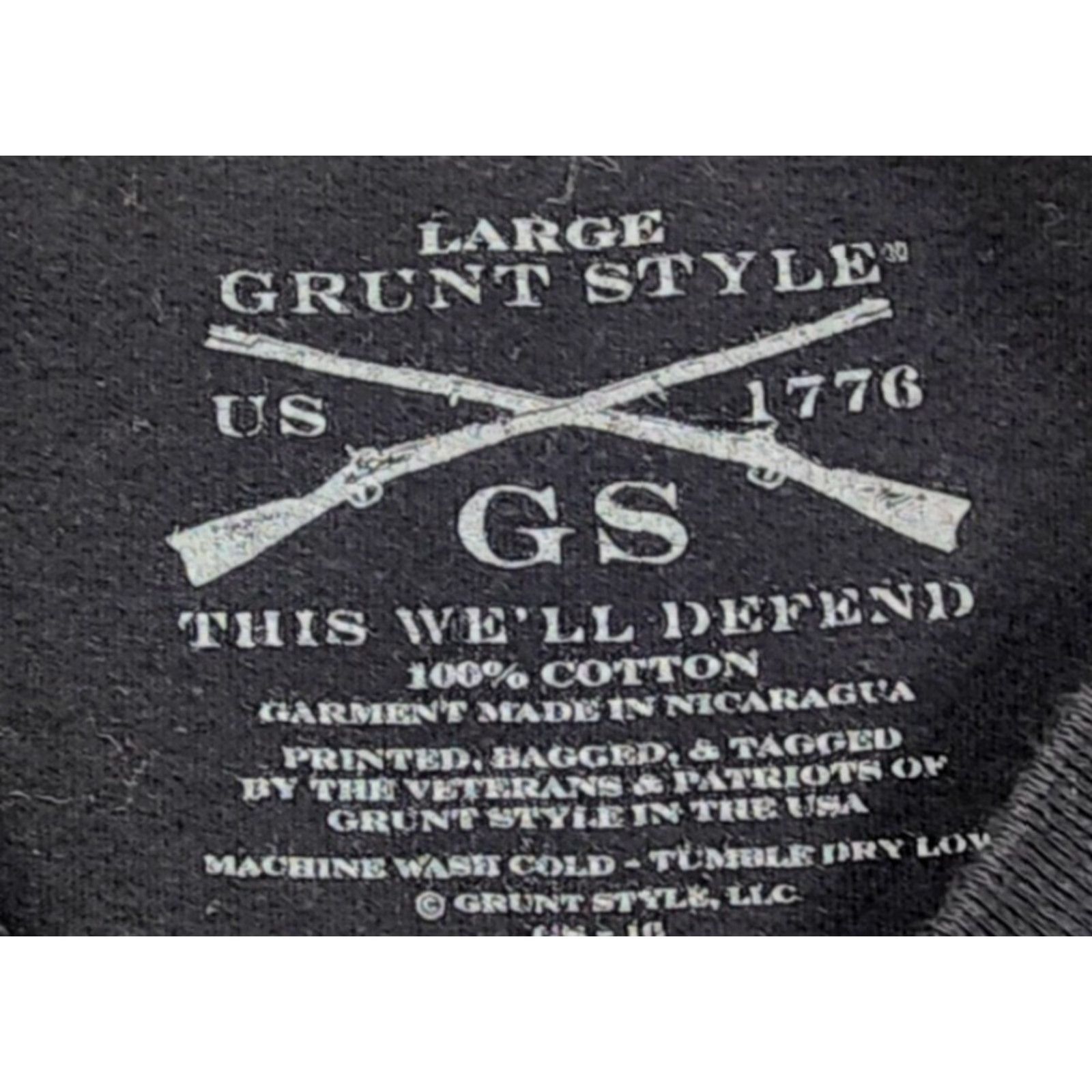 Vintage Grunt Style Shirt Adult Large Long Sleeve Black Cotton Crew Neck Patriotic Logo Modern Graphic Size US L / EU 52-54 / 3 - 3 Thumbnail