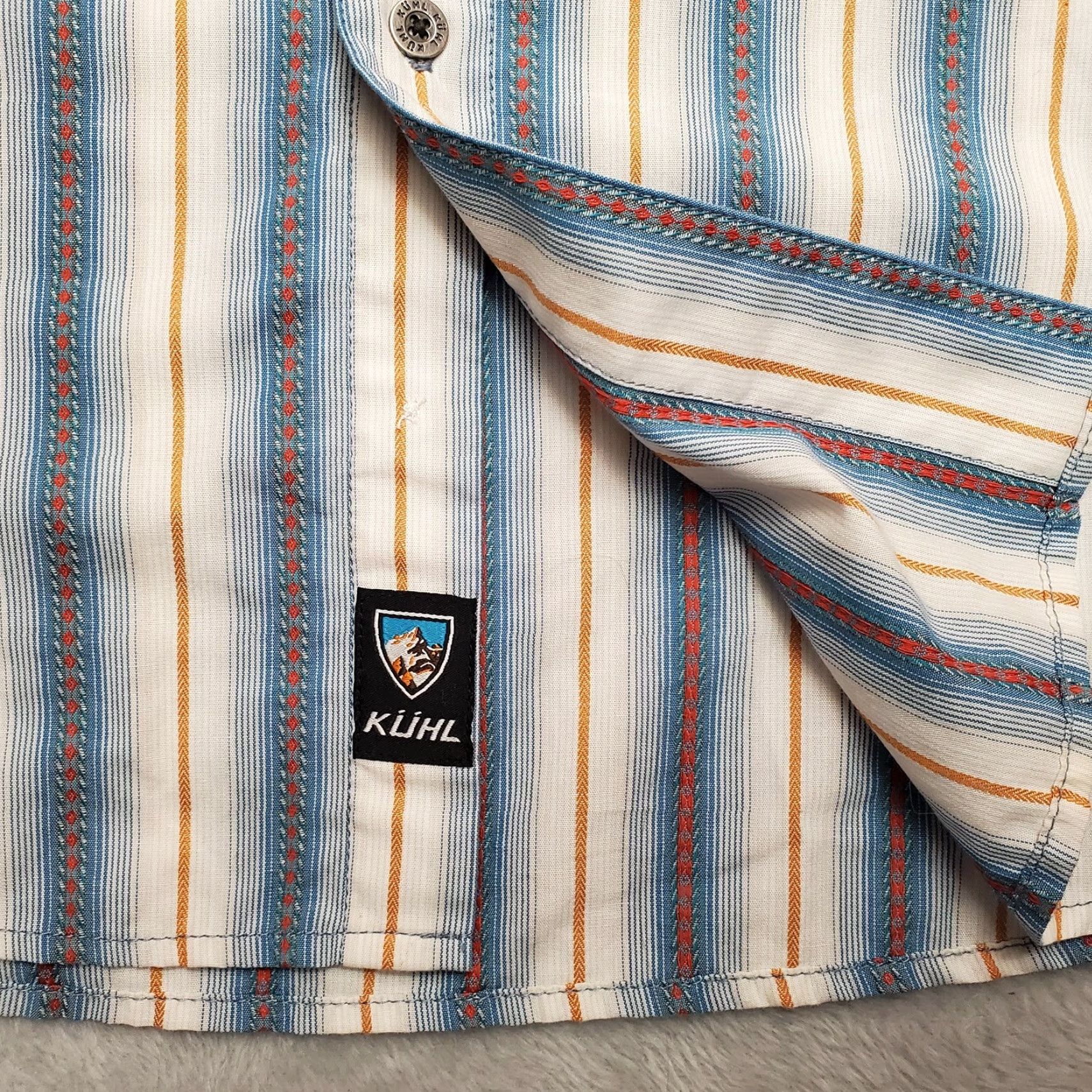 Vintage Kuhl Shirt Mens 2XL Blue Green Stripe Performance Blend Short Sleeve Outdoors Plaid Button-Up Pocketed Casual Mens Size US XXL / EU 58 / 5 - 5 Thumbnail
