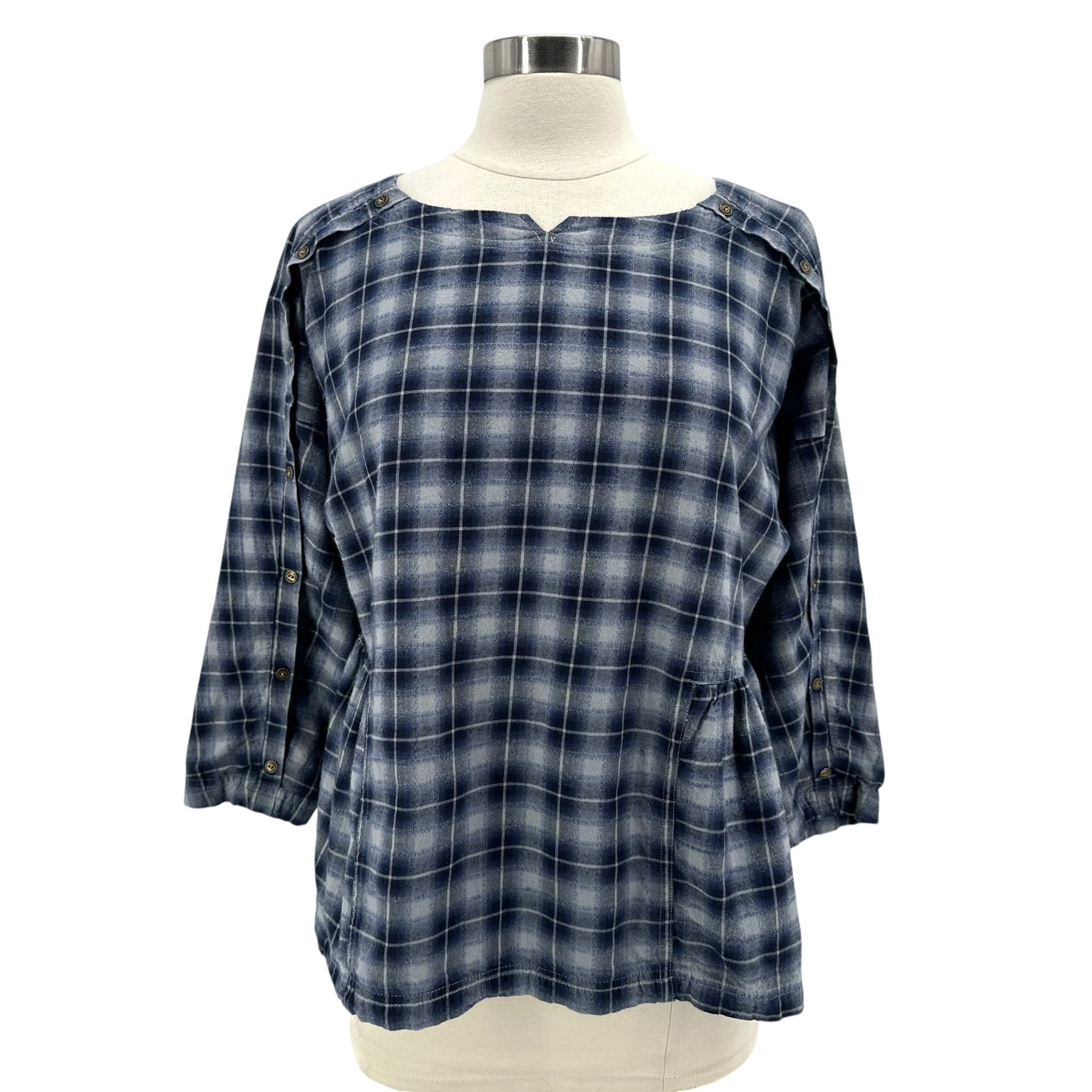 Other Wrap London Womens 8 Top Flannel Plaid Blue Button Sleeves Size M / US 6-8 / IT 42-44 - 1 Thumbnail