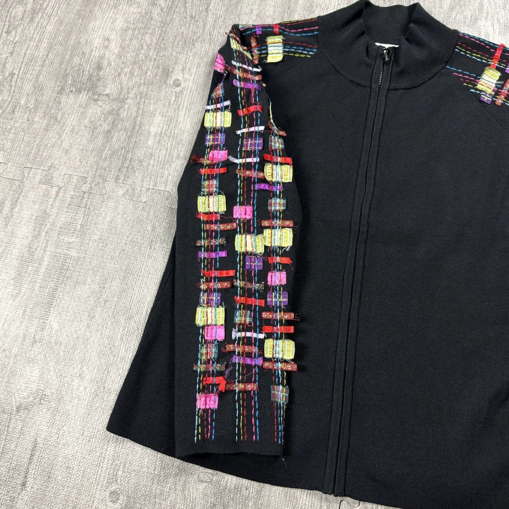 Vintage VINTAGE Marisa Christina Silk Blend Knit Sweater Full Zip Womens XL Black Striped Long Sleeve Casual Formal Holiday Size XL / US 12-14 / IT 48-50 - 5 Thumbnail