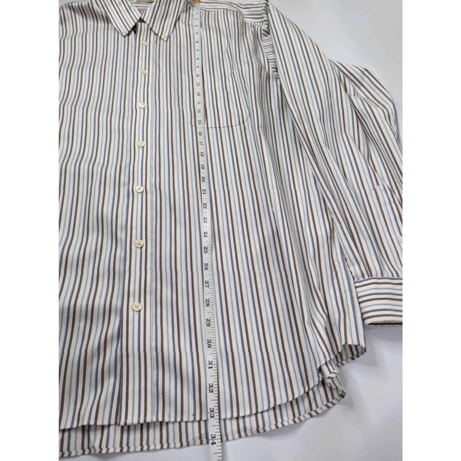 Eddie Bauer Eddie Bauer Shirt Men XL Tall Long Sleeve Button Down Striped Wrinkle Resist Beige Cotton Logo Pockets Size US XL / EU 56 / 4 - 5 Thumbnail