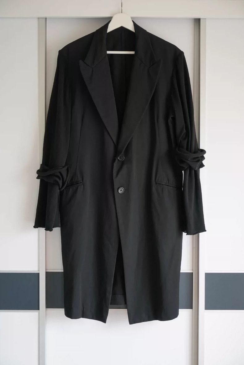 Yohji Yamamoto Yohji Yamamoto Yohji Yamamoto Wool Coat with Unique Sleeve Size US S / EU 44-46 / 1 - 1 Thumbnail