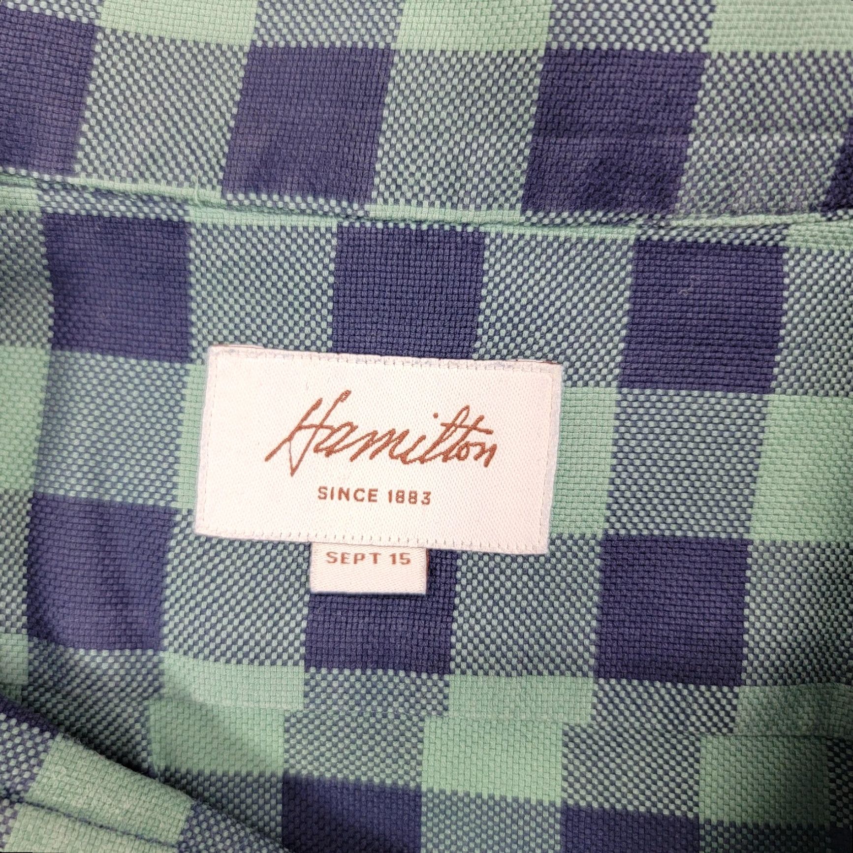 Hamilton Hamilton Shirt Mens 3XL Green Blue Gingham Check Long Sleeve Button Front Size US XXL / EU 58 / 5 - 2 Thumbnail