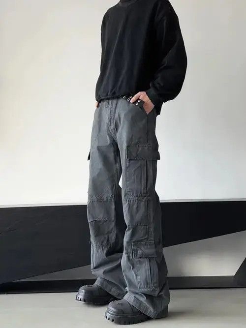 Jean Higuchi x Nanae Gray Cargo Pleated Wide Leg Pants Size US 30 / EU 46 - 5 Thumbnail