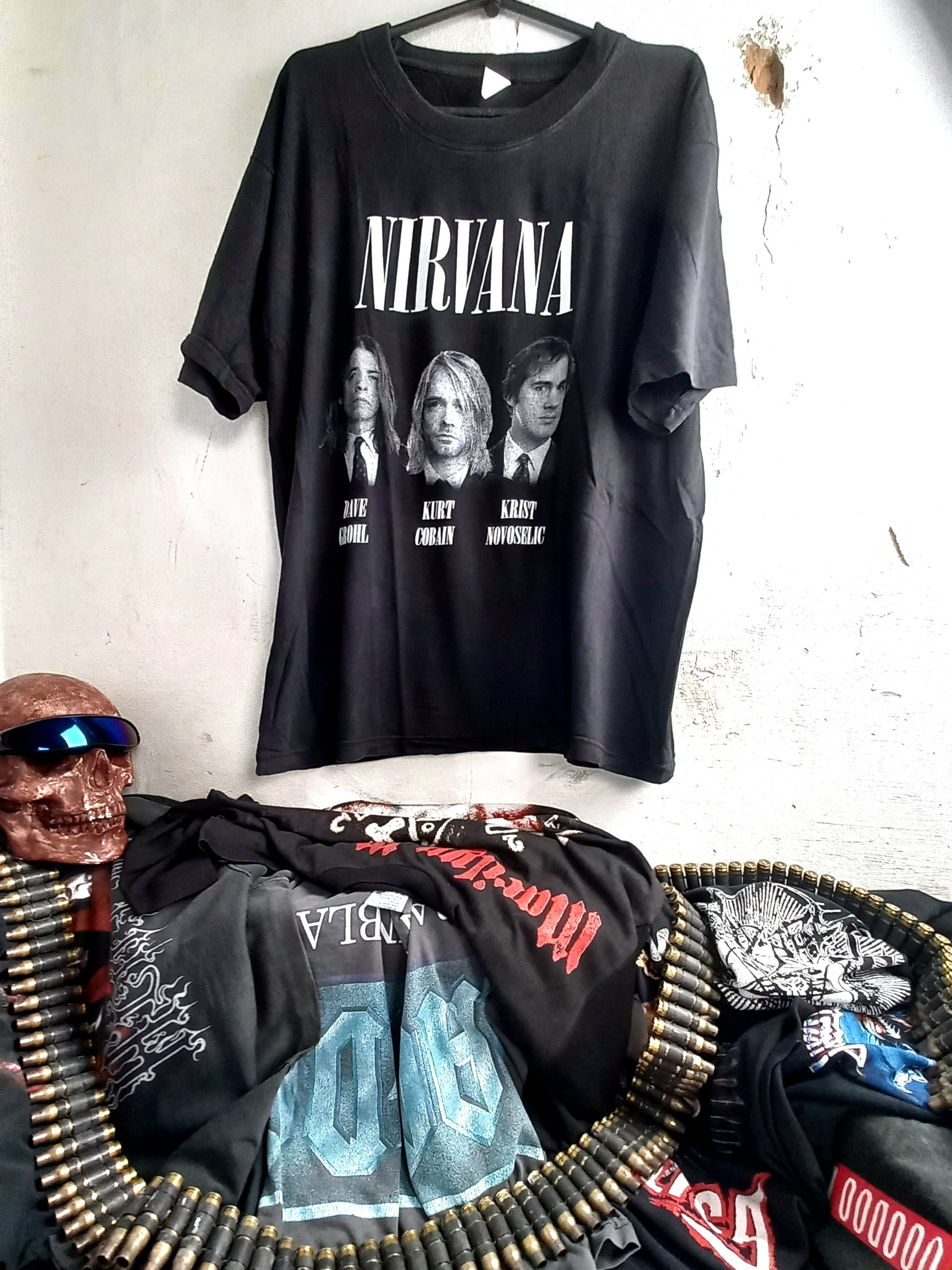 Pre-owned Band Tees X Nirvana Vintage Bootleg T-shirt 90's In Black