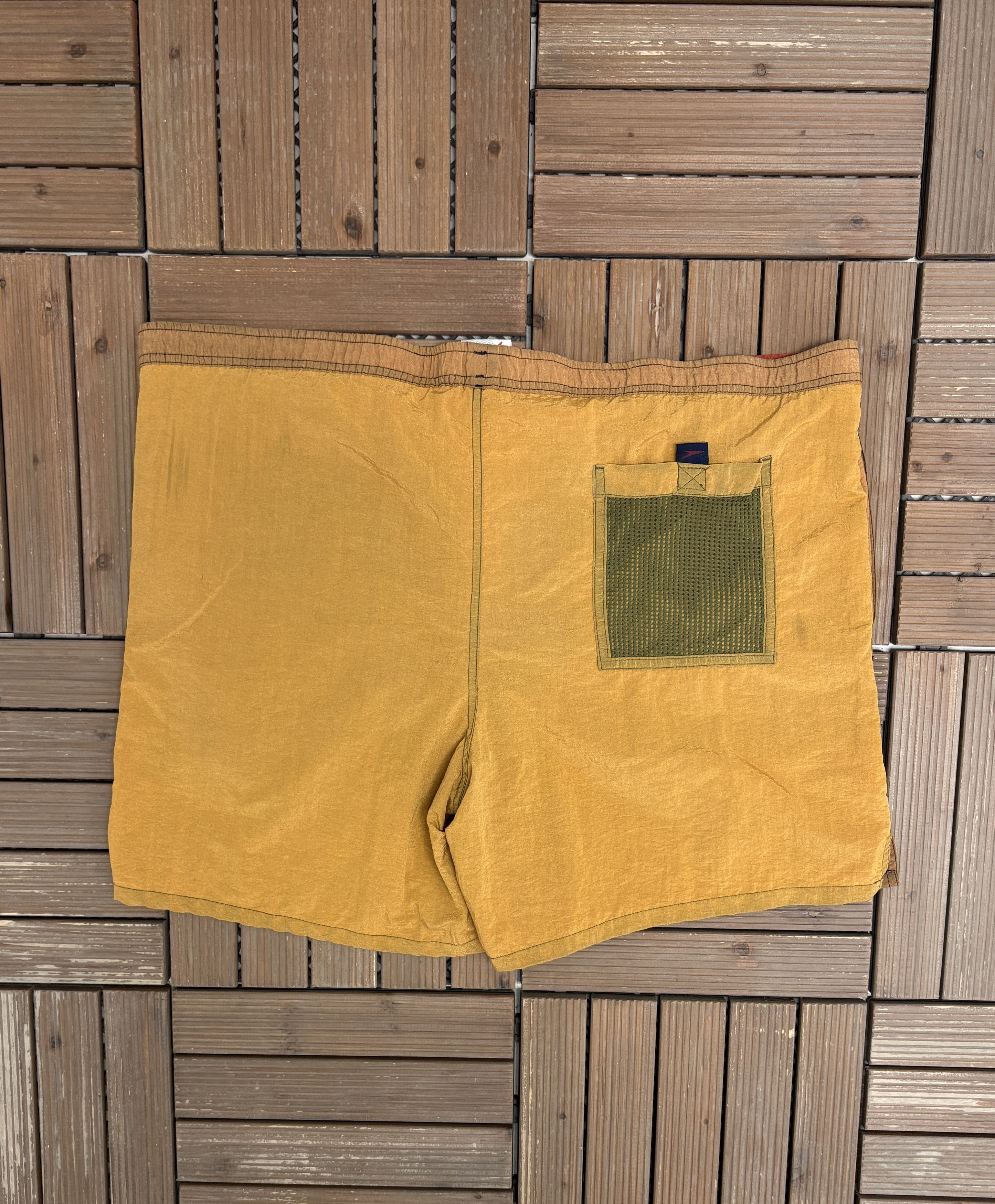 Vintage Speedo Embroidered Vintage Beige Brown Track Shorts Size US 41 - 4 Thumbnail