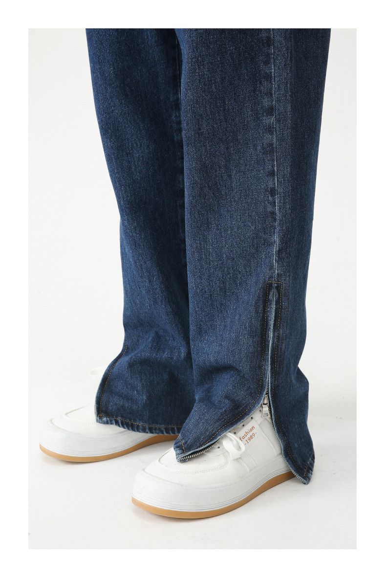 Japanese Brand × Jean Dark blue casual straight-leg slit washed jeans Size US 32 / EU 48 - 6 Thumbnail