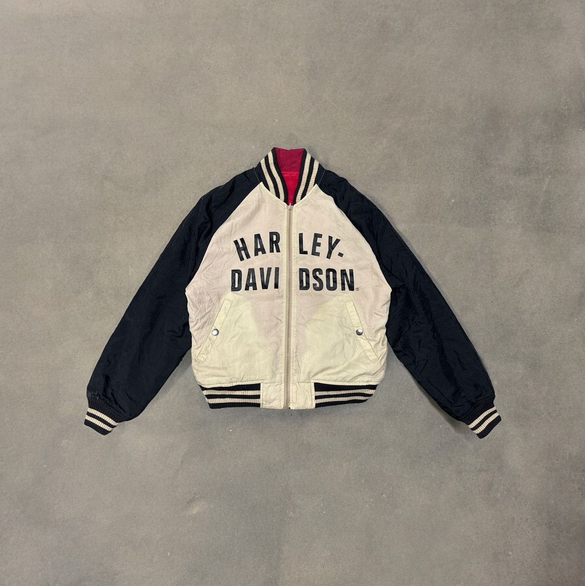 Harley Davidson × Vintage VINTAGE HARLEY DAVIDSON REVERSIBLE BOMBER JACKET Size US M / EU 48-50 / 2 - 1 Thumbnail