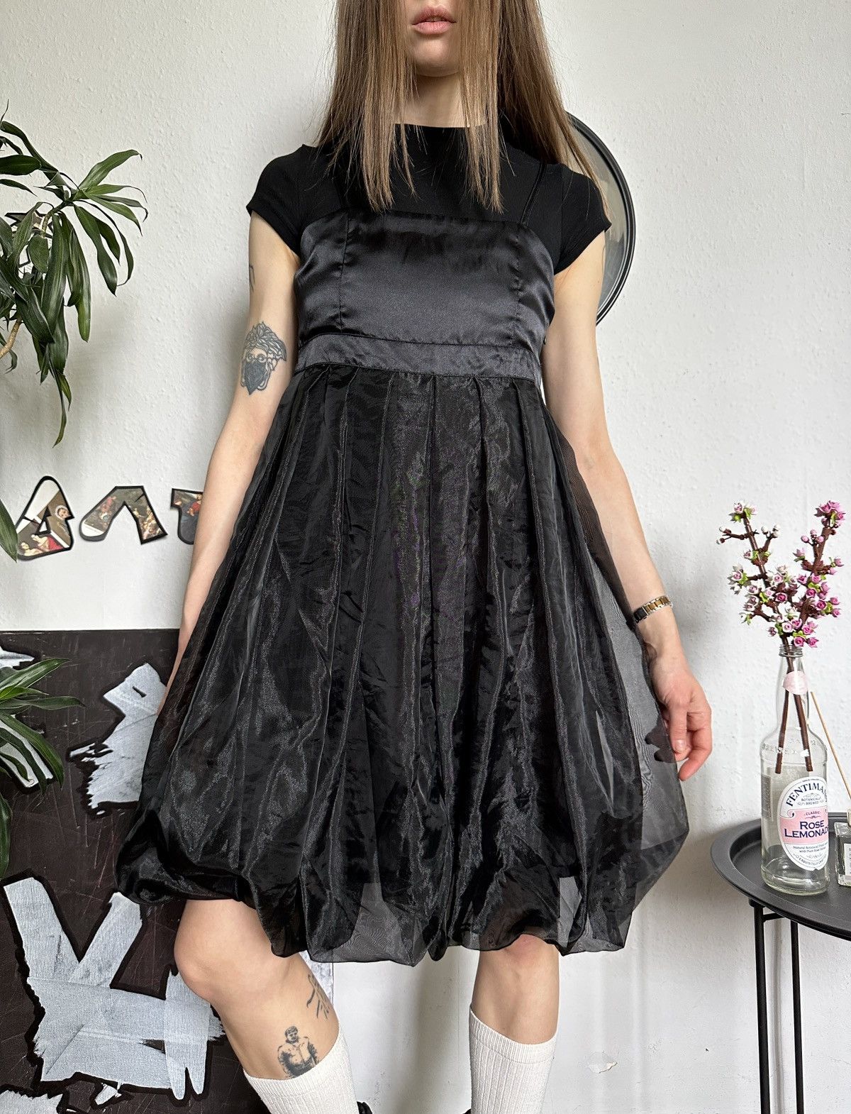 Japanese Brand × Vintage Vintage Missy Cute Black Flowy Bubble Dress Size XL / US 12-14 / IT 48-50 - 2 Thumbnail