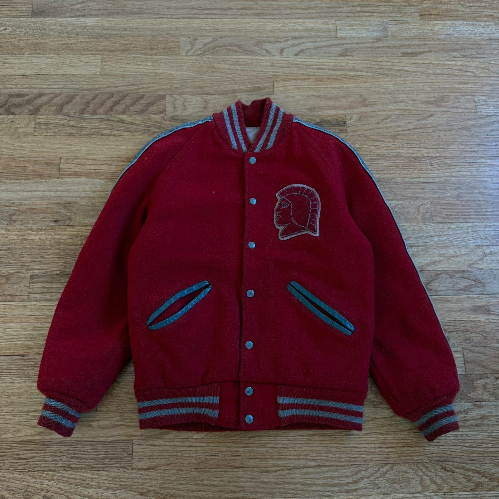 RRL Ralph Lauren Vintage 1960's Trojans Varsity Wool Jacket Red Size US M / EU 48-50 / 2 - 1 Thumbnail
