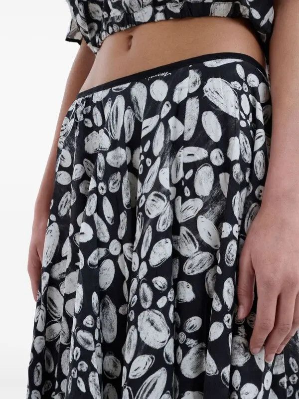 Marni o1w1db11125 Floral-Print Midi Skirt in Black Size 26" / US 2 / IT 38 - 4 Thumbnail