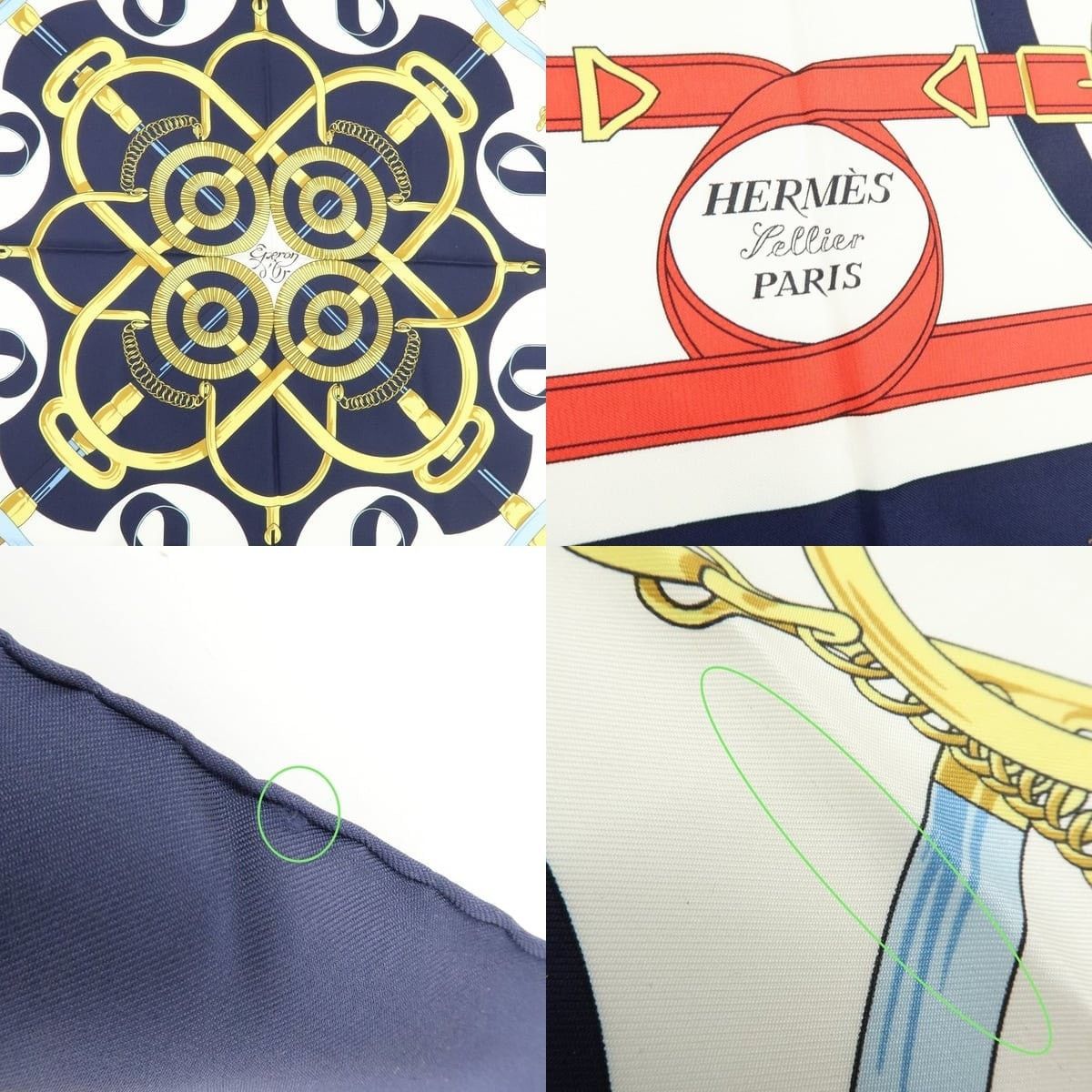 Hermes Hermes Carre 90 Eperon d'or Silk Scarf Navy Size ONE SIZE - 4 Thumbnail