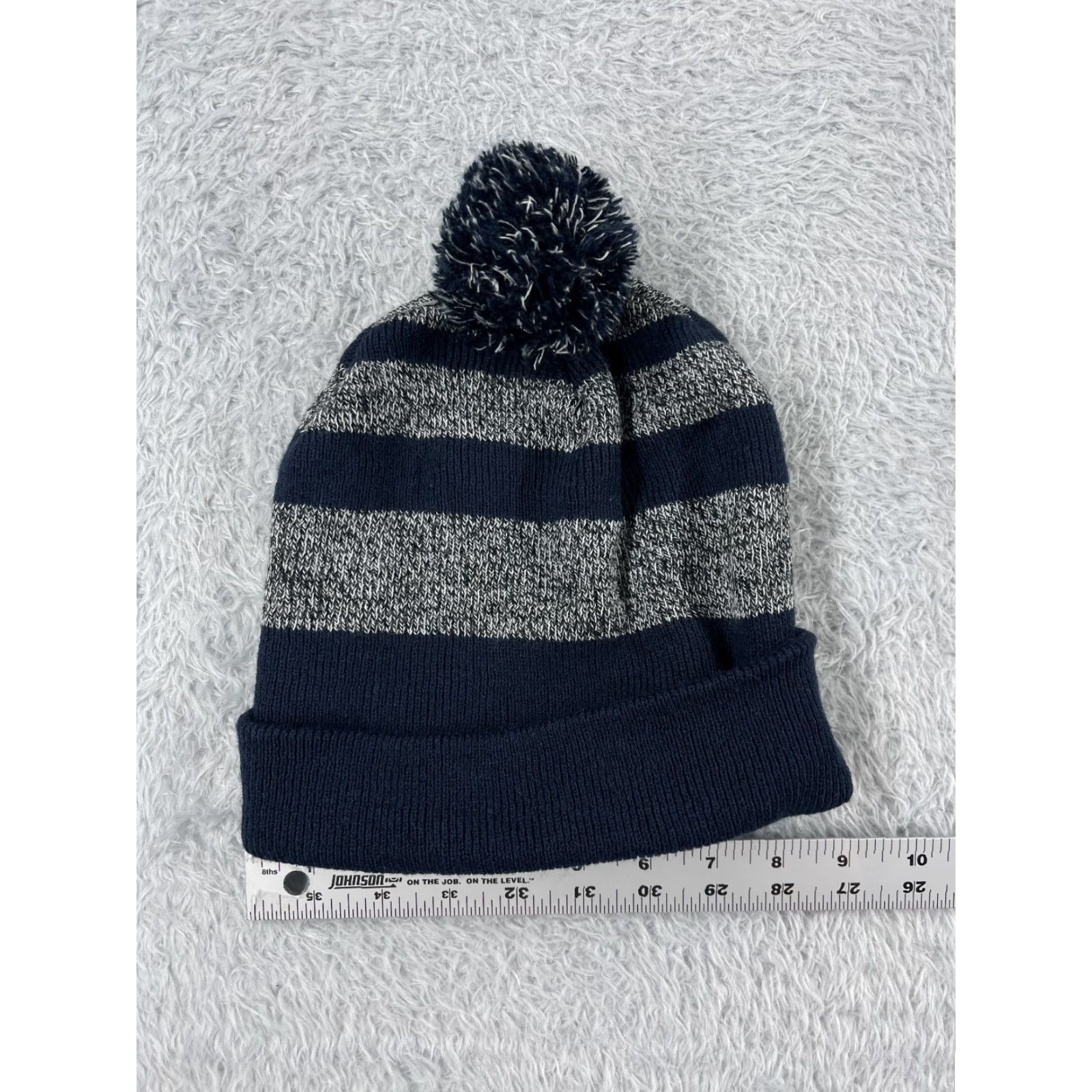 Vintage Crossland Beanie Hat Adult One Size Blue Stripe Knit 100% Acrylic Logo Outdoor Winter Size ONE SIZE - 5 Thumbnail