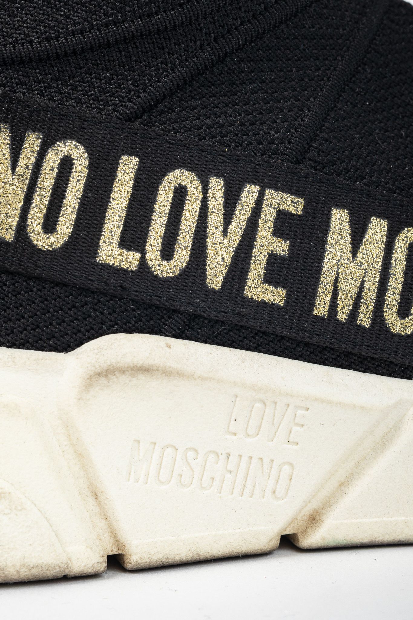 Love Moschino Love Moschino Black Glitter-Logo Sock Sneakers Size US 6.5 / IT 36.5 - 9 Thumbnail