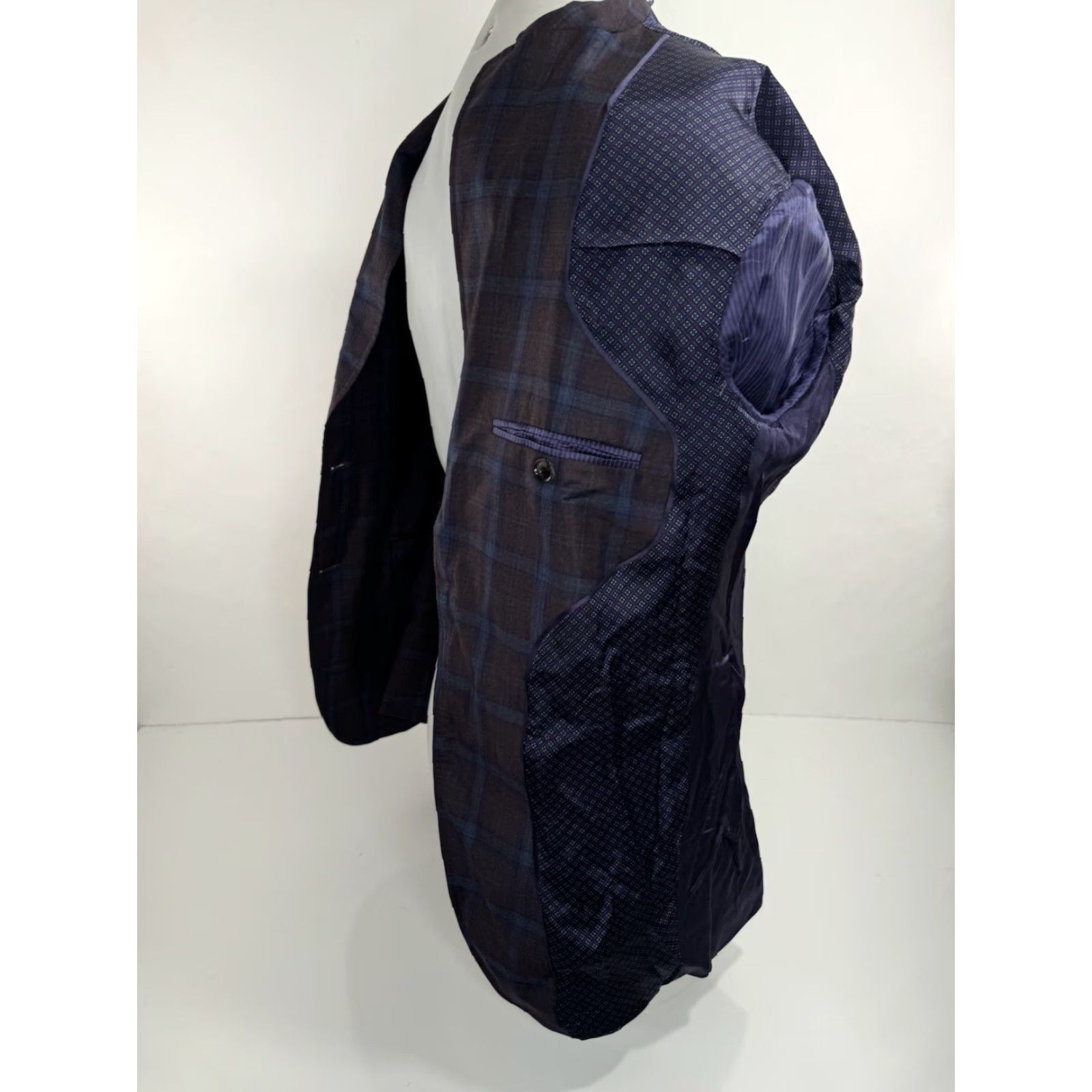 Ted Baker TED BAKER London Endurance - Plaid WOOL Blazer Jacket Mens 38R Blue / Very Slightly Reddish Brown EXC Size 38R - 7 Thumbnail