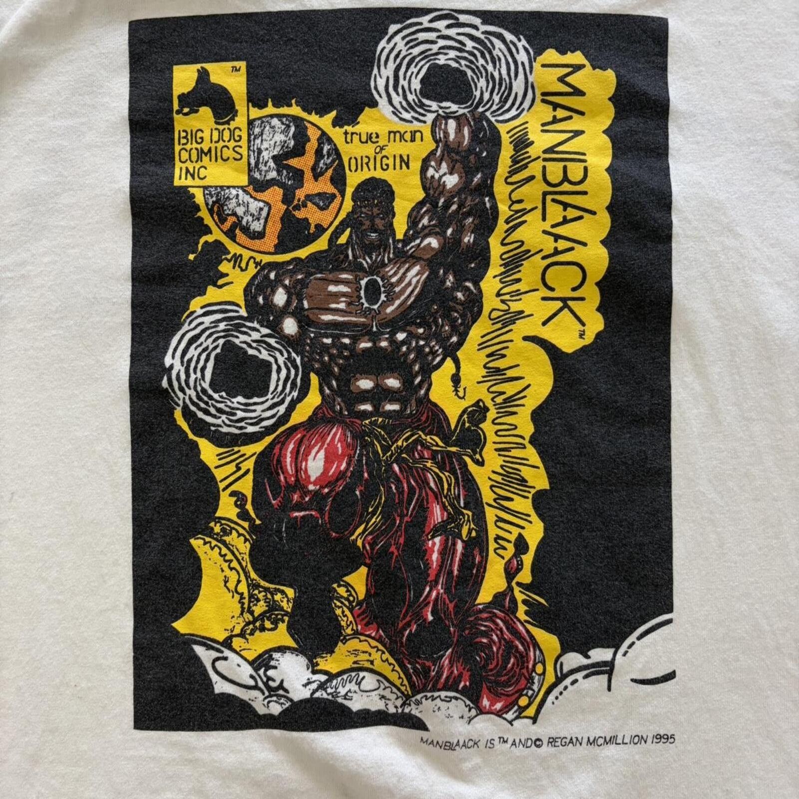 Vintage Vintage 1995 Man Black Big Dog Comic Tee Size US XL / EU 56 / 4 - 2 Thumbnail