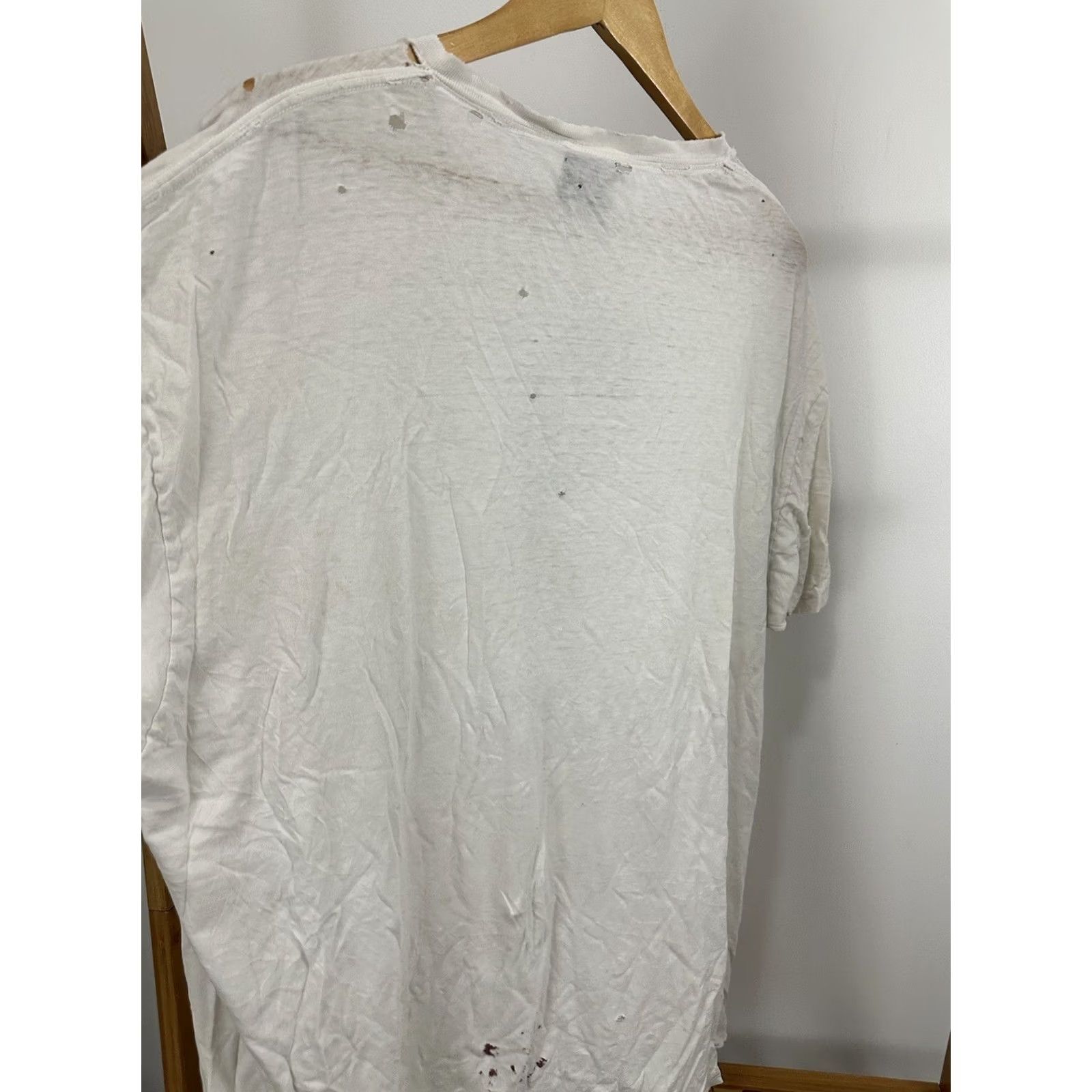 Vintage VTG Polo Ralph Lauren Bear Pony Thrashed Paper Thin Worn T-Shirt L Men White Polo Sport Shirt 90s Grunge Workwear Mens Size US L / EU 52-54 / 3 - 6 Thumbnail