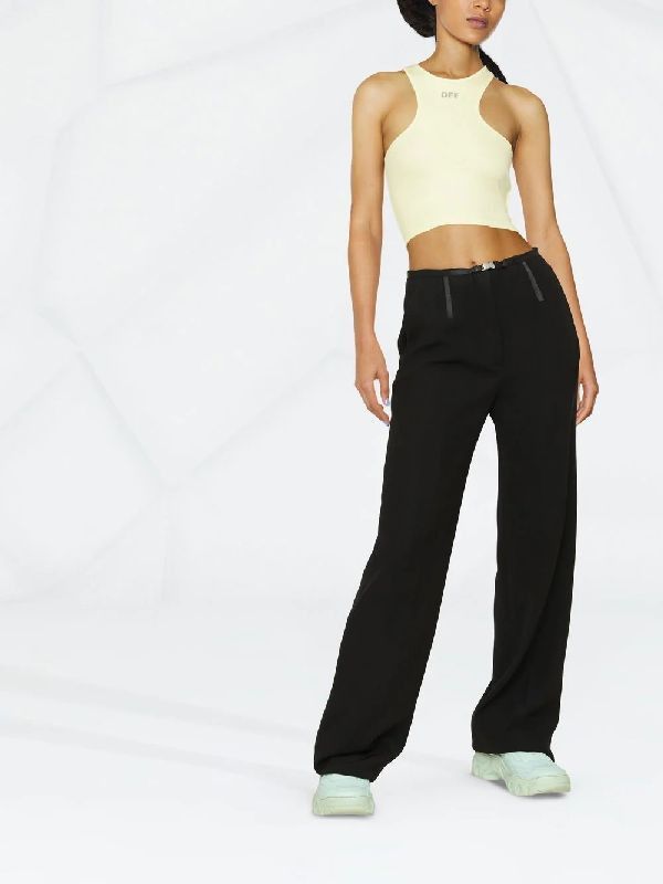 Off-White o1gr1nt0425 Off Stamp Ribbed Rowing Top in Light Green Size XS / US 0-2 / IT 36-38 - 2 Thumbnail