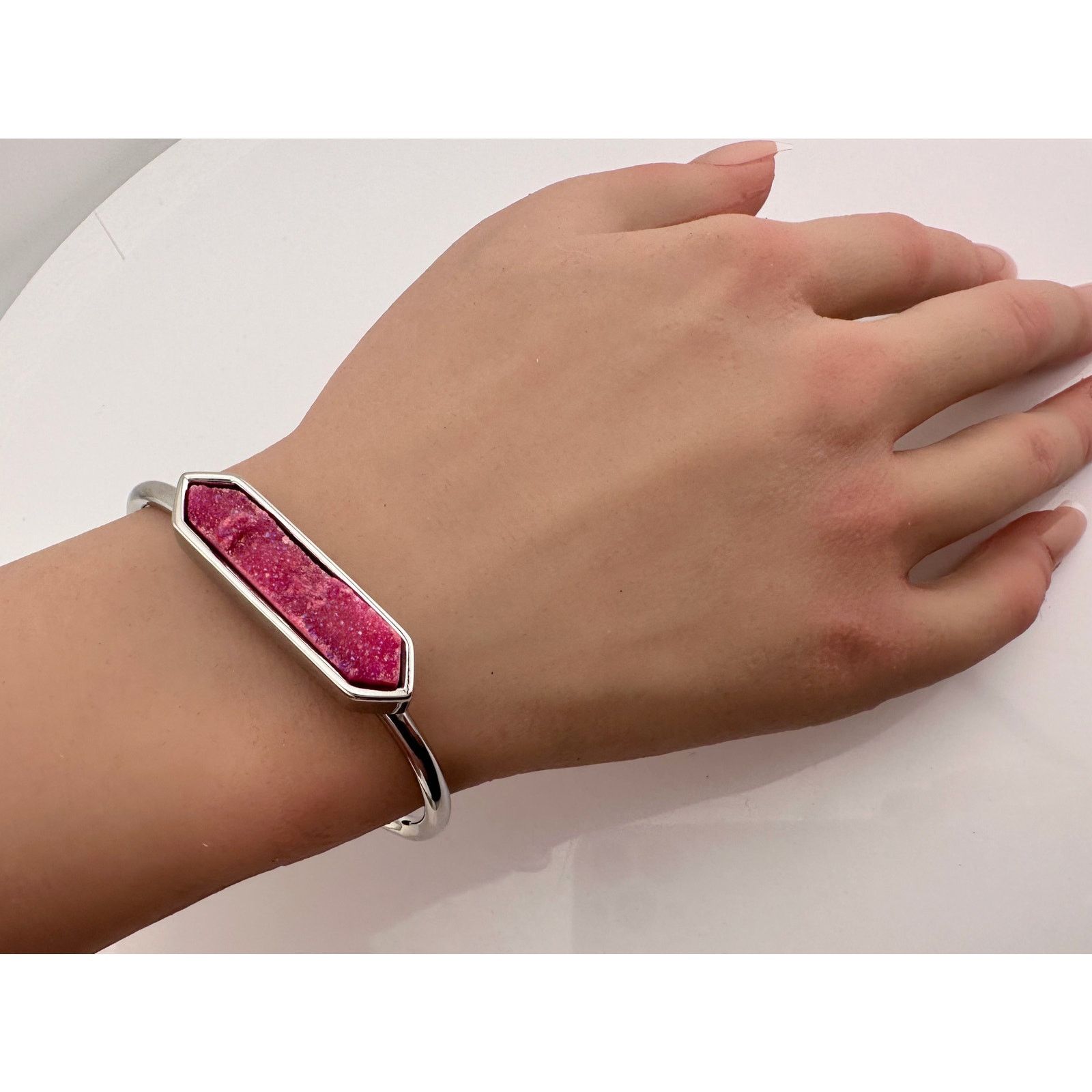 Other Kinsley Armelle Pink Blush Quartz Silver Ion Plated Bangle Size ONE SIZE - 7 Thumbnail