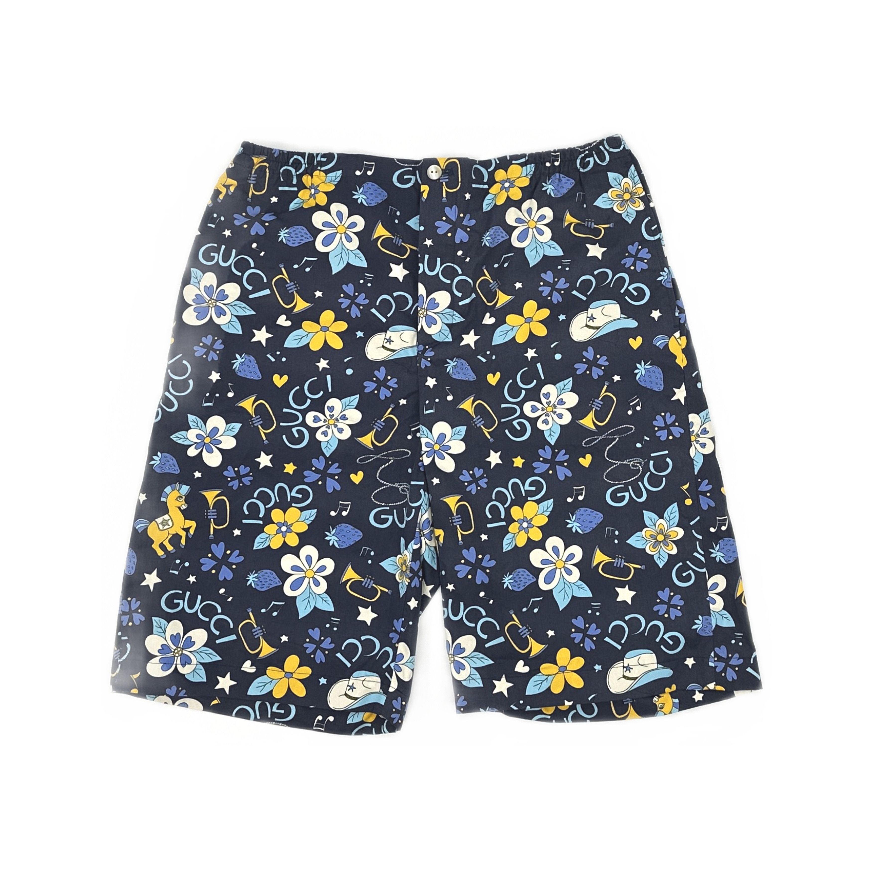 Gucci Gucci Floral Pony Print Shorts Blue Size 32 Size US 32 / EU 48 - 1 Thumbnail