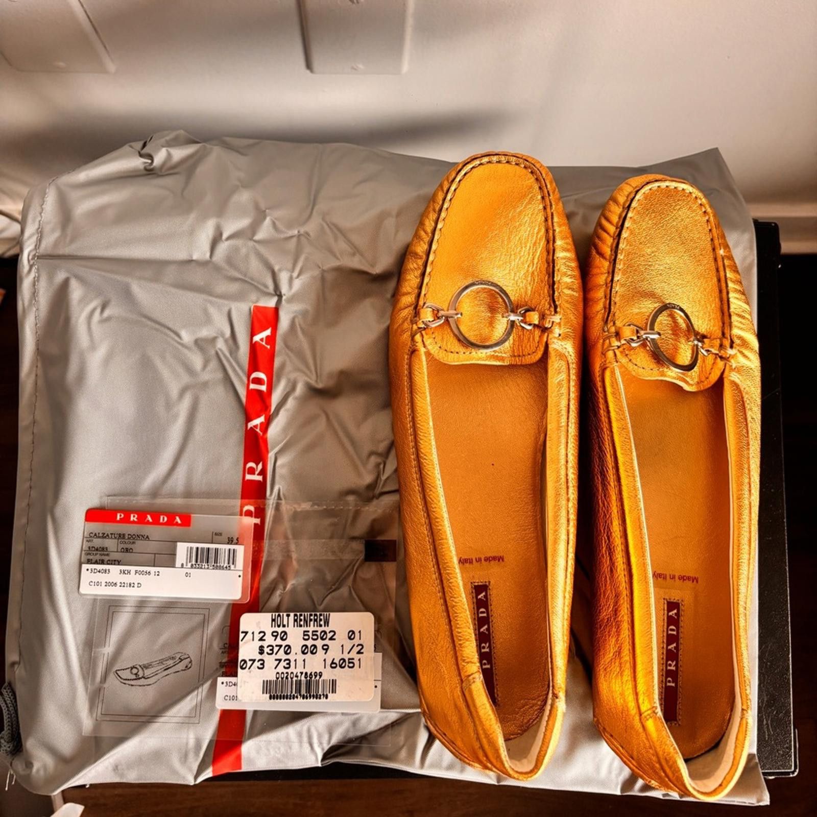 Prada Prada CALZATURE DONNA gold Loafers Size US 8.5 / IT 38.5 - 1 Thumbnail