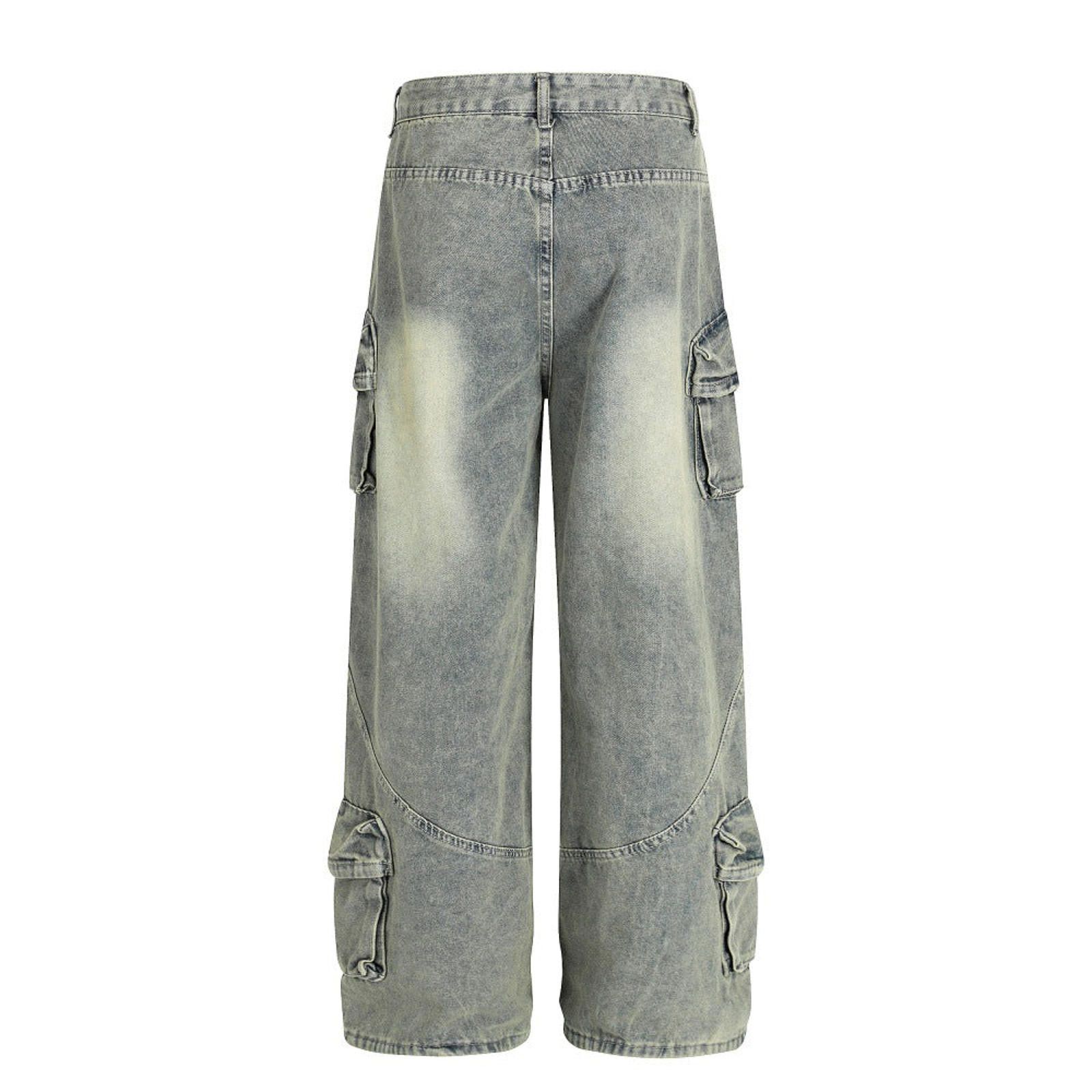 Other Blue Distressed Cargo Wide Leg Jeans Size US 32 / EU 48 - 2 Thumbnail