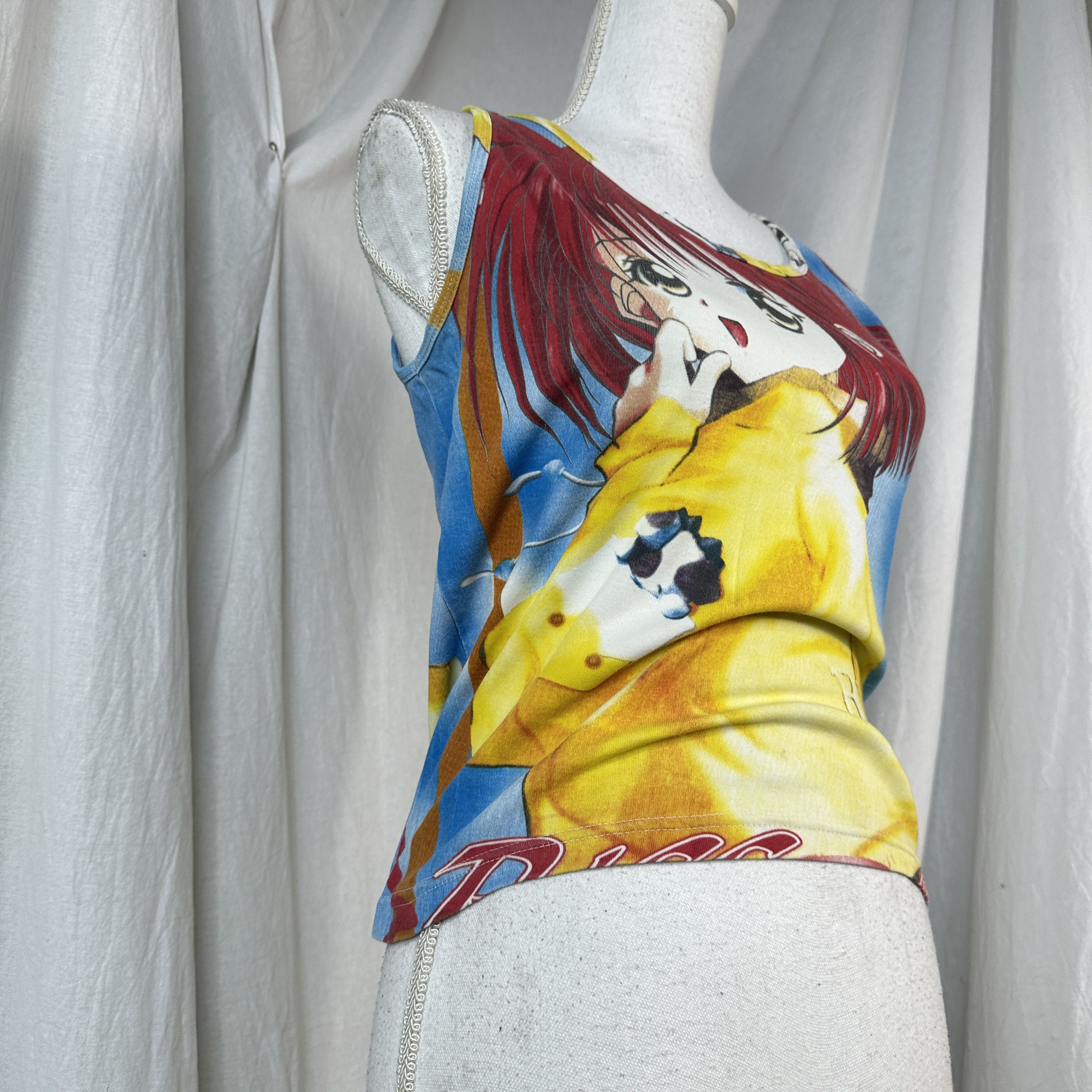 Vintage Vintage Avant Garde Y2K Designer Printed Anime Girl Tank Top Size XL / US 12-14 / IT 48-50 - 2 Thumbnail