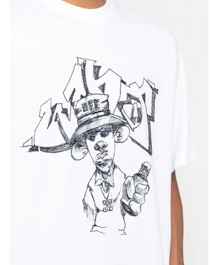 Off-White o1gr1nt0425 Graff Freest Over Skate T-Shirt in White Size US XS / EU 42 / 0 - 5 Thumbnail