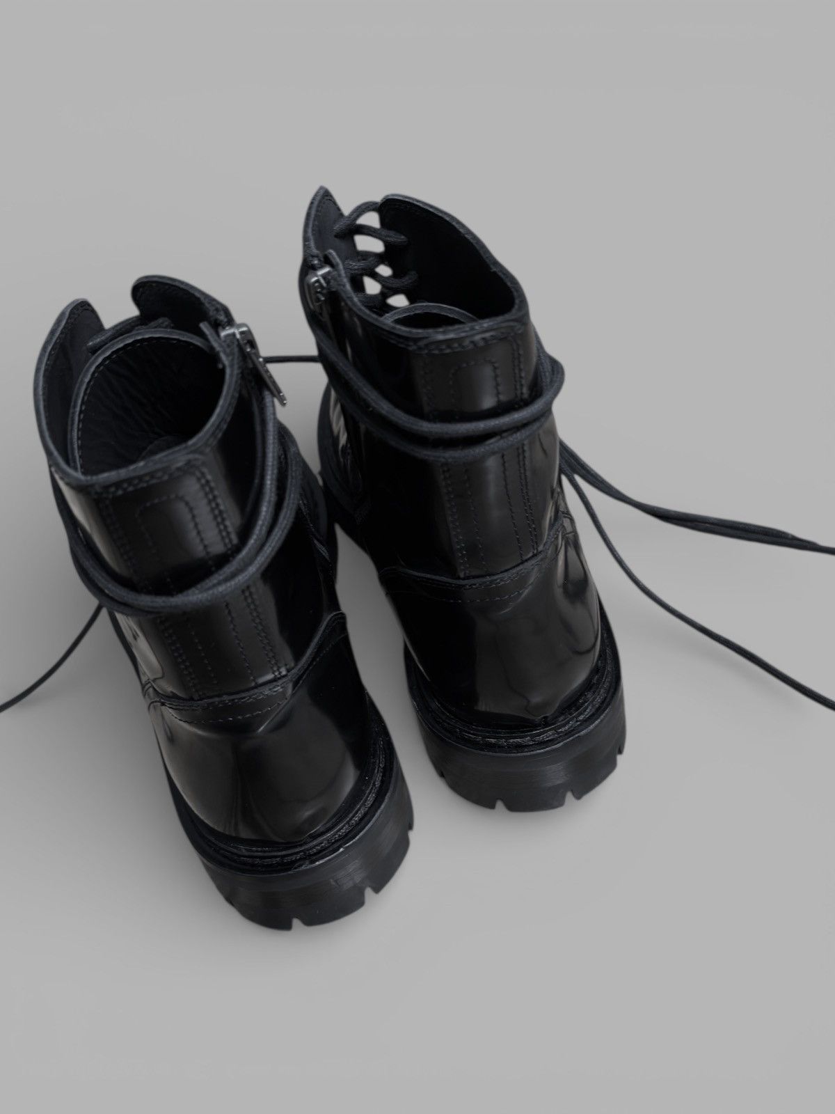 Ann Demeulemeester FW2014 Ann Demeulemeester Patent Leather Combat Biker Boots Size US 9 / EU 42 - 23 Thumbnail
