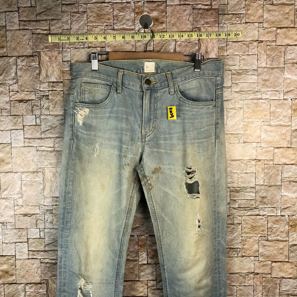 Lee Lee vintage Blue Distressed Denim Pants #A1029 Size US 31 - 2 Thumbnail