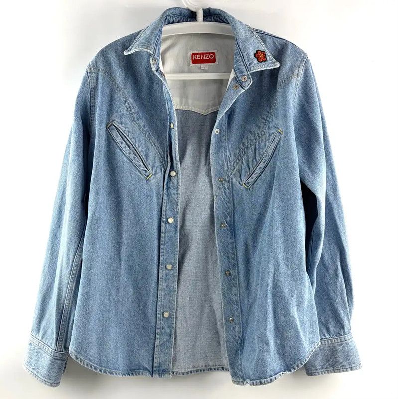 Kenzo KENZO Blue Long Sleeve Denim Shirt 0089 Size S / US 4 / IT 40 - 1 Thumbnail