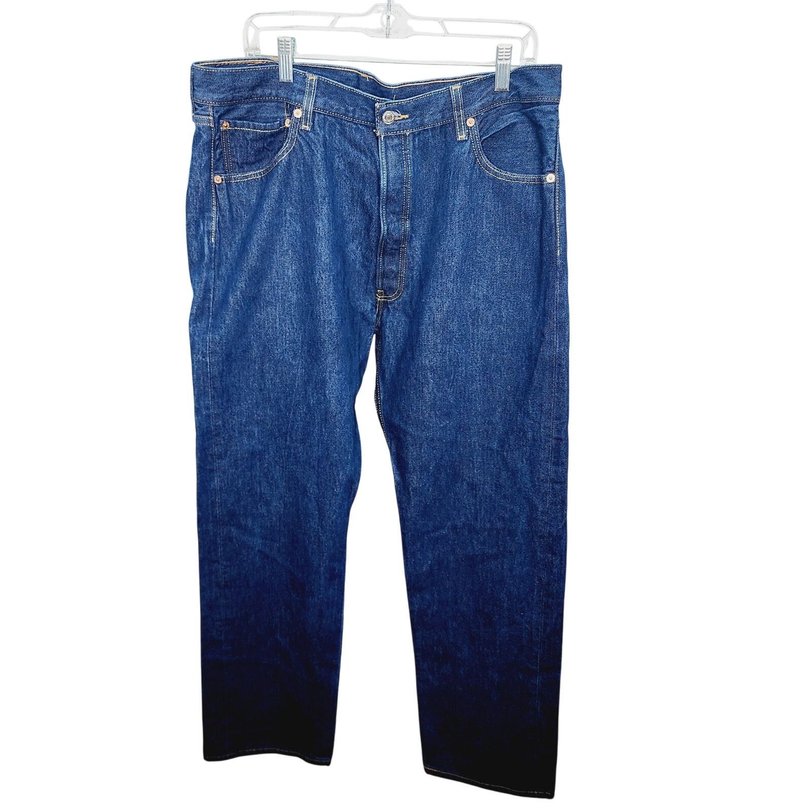 Levi's Levi's Dark Blue Button Fly 501 Straight Fit Denim Jeans Size US 38 / EU 54 - 1 Thumbnail