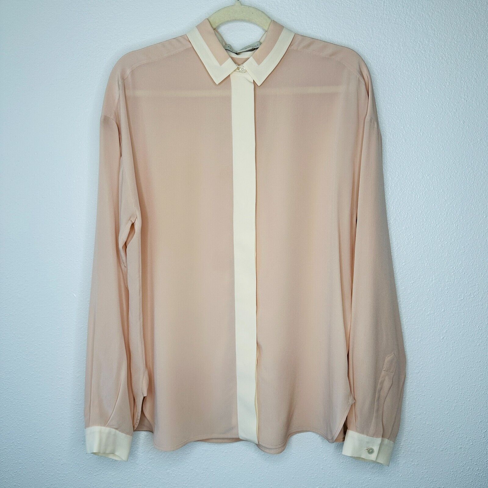 Stella McCartney Stella McCartney Peach Silk Blouse Cream Collar Button 42 Size XL / US 12-14 / IT 48-50 - 3 Thumbnail