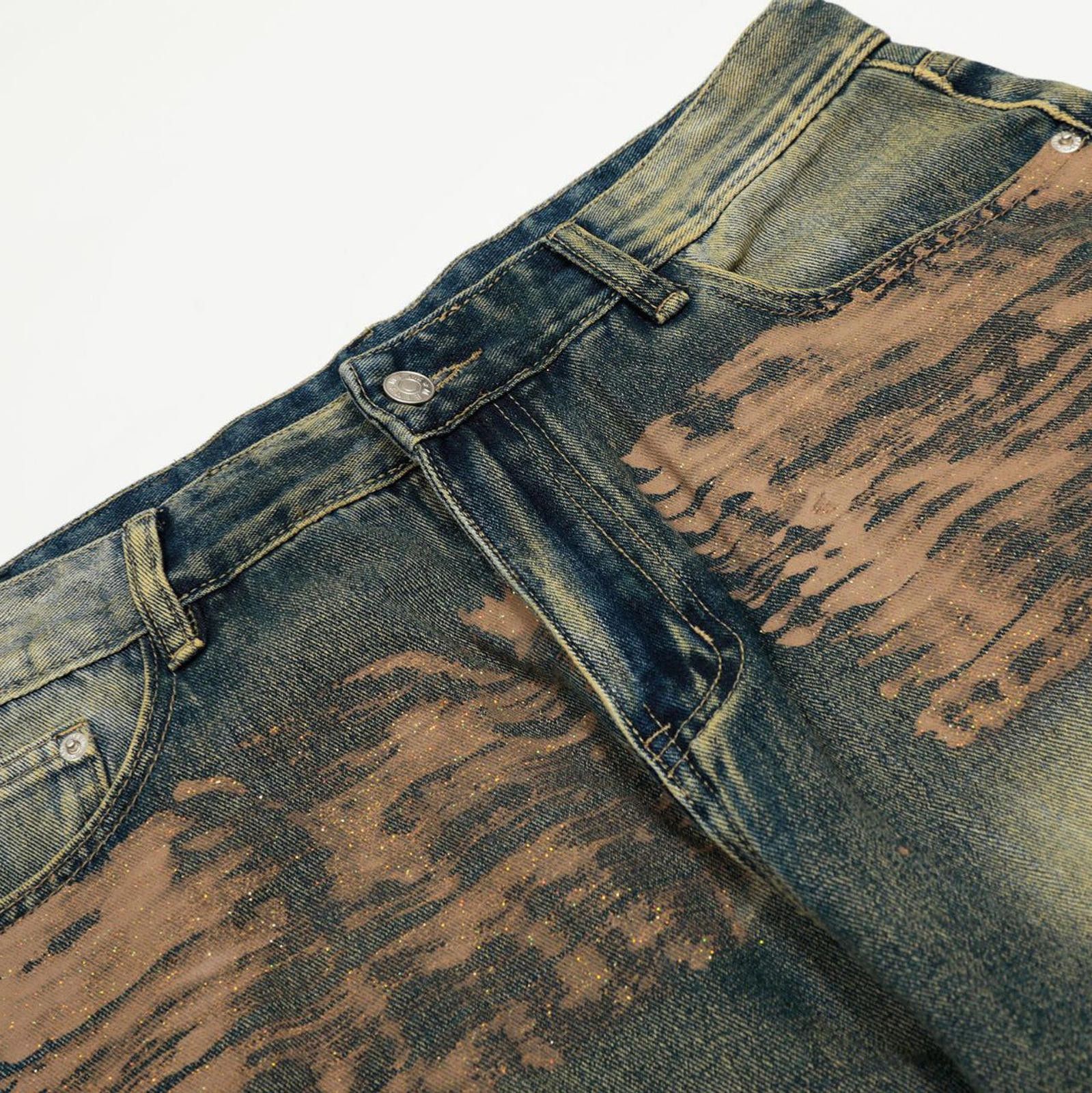 Japanese Brand Distressed Stacked Flared Jeans with Patchwork and Rips Size 28" / US 6 / IT 42 - 2 Thumbnail