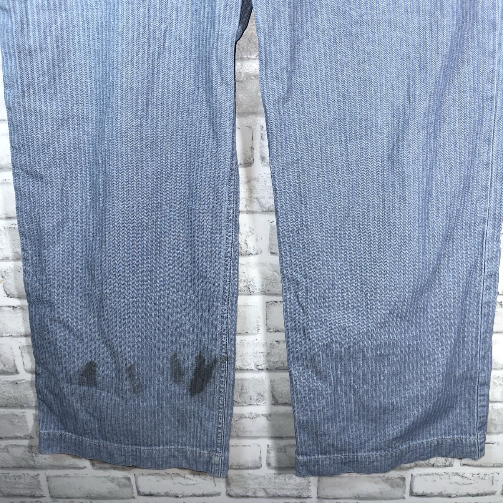 Ariat Ariat High Rise Wide Leg Jeans Blue Pinstripe Womens 32R X 32 Size 24" / US 00 / IT 34 - 3 Thumbnail