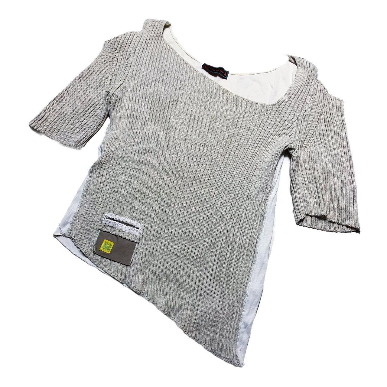Cop Copine The Cop Copine Ribbed Asymmetrical Sweater Beige Size ONE SIZE - 3 Thumbnail