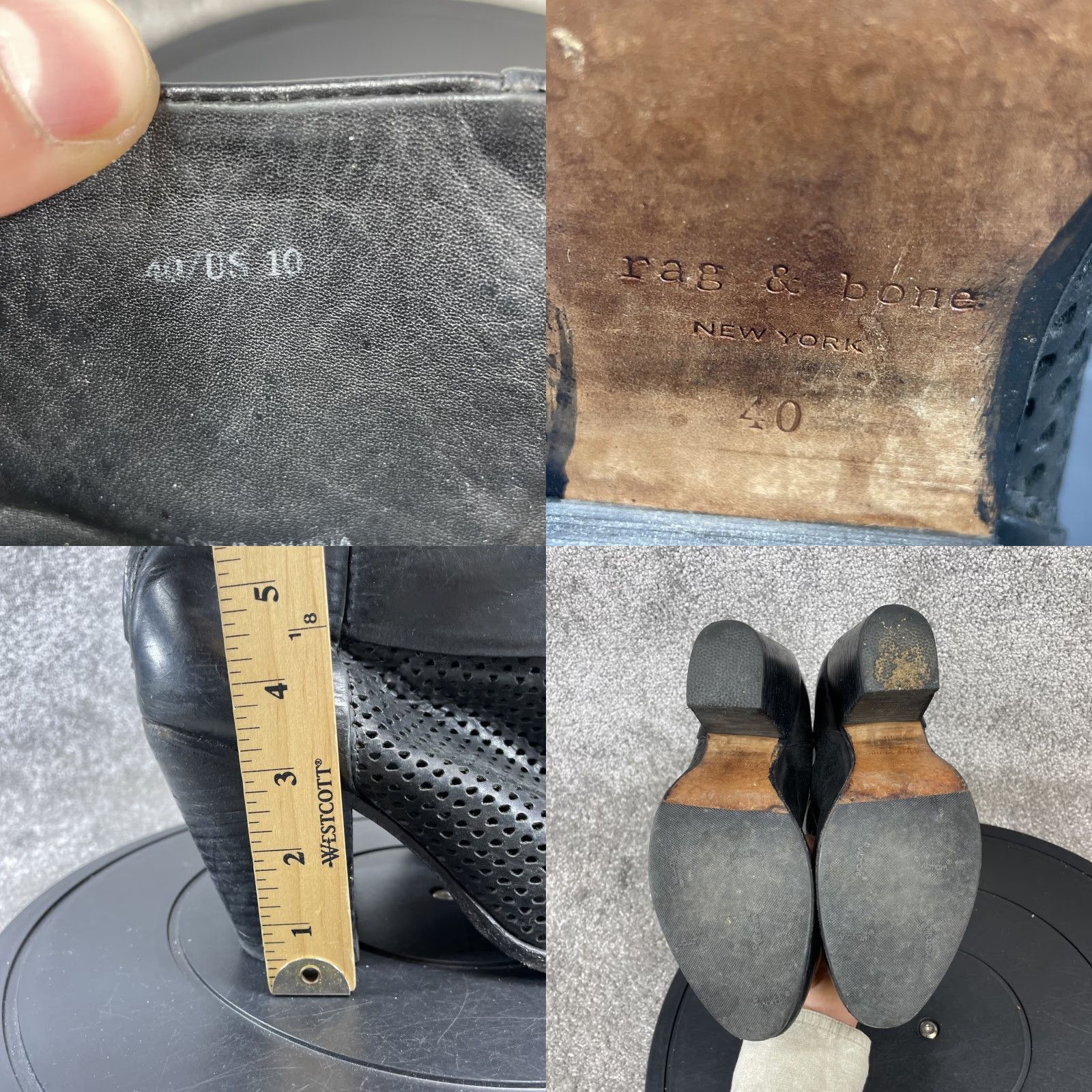 Rag & Bone VINTAGE rag & bone Women’s Bootie Size 10 US 40 EU Black Leather Ankle High Heel Fall Winter Outsole Rubber Size US 10 / IT 40 - 8 Thumbnail