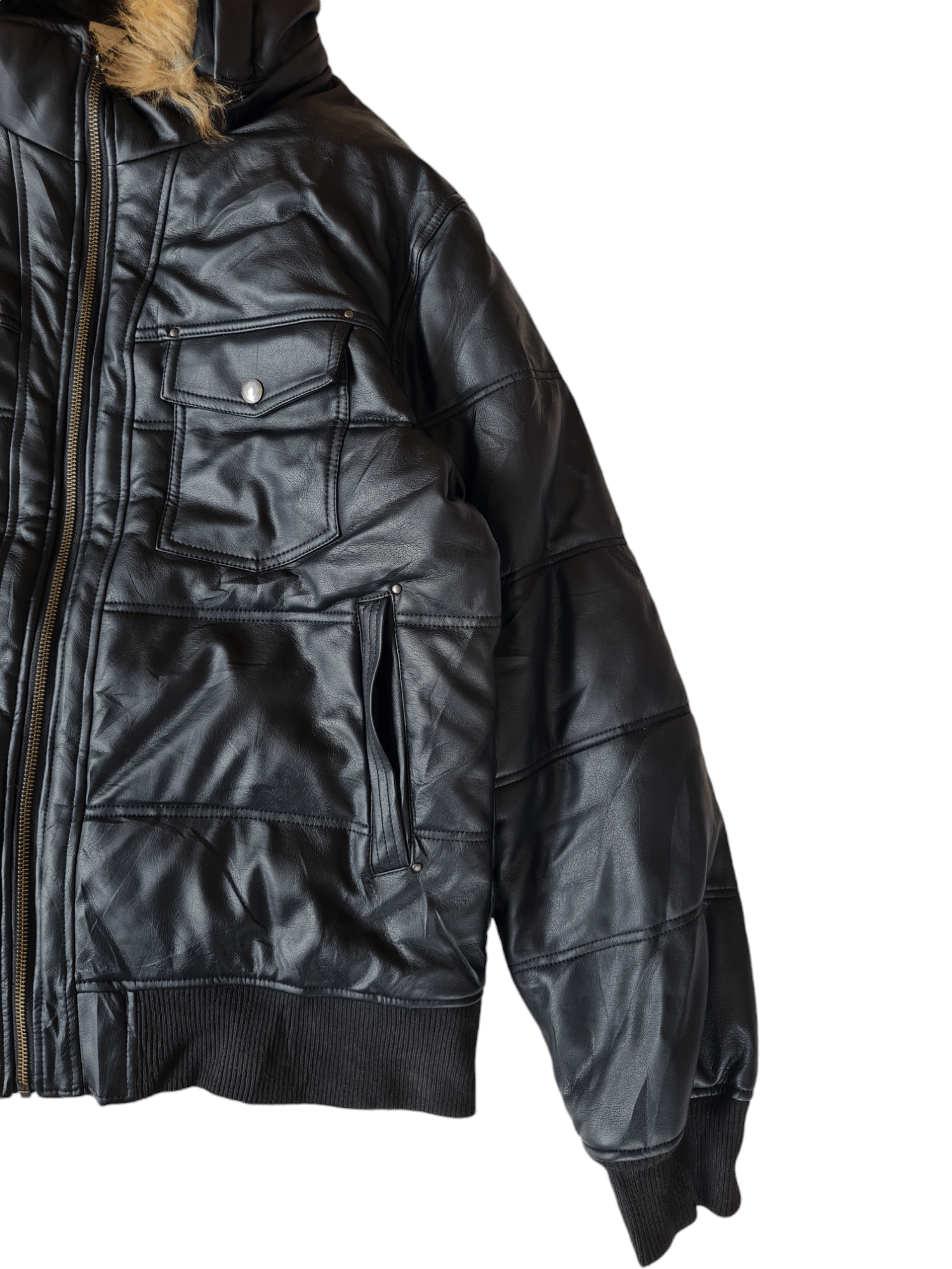 Vintage Vintage Oil Cake Leather Jacket Fur Size US XL / EU 56 / 4 - 5 Thumbnail