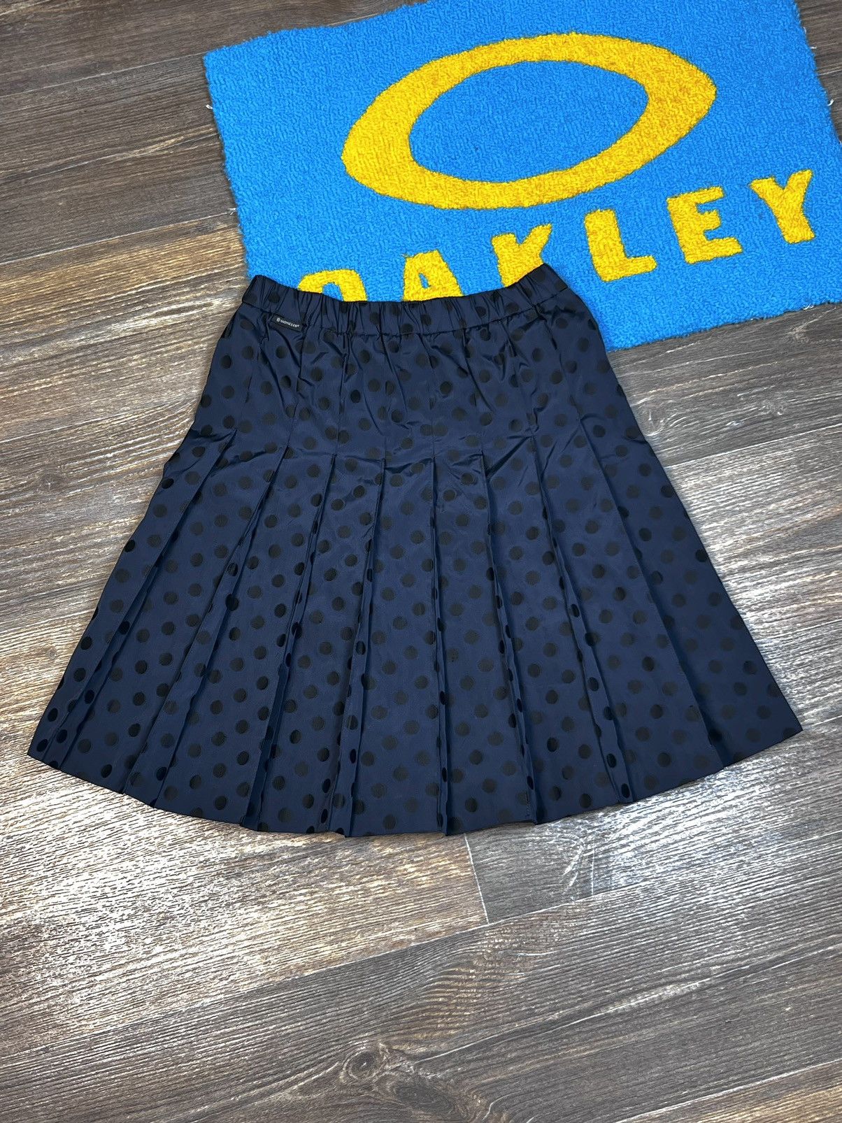 Moncler Blue Polka Dot Pleated Knee Length Skirt size 42