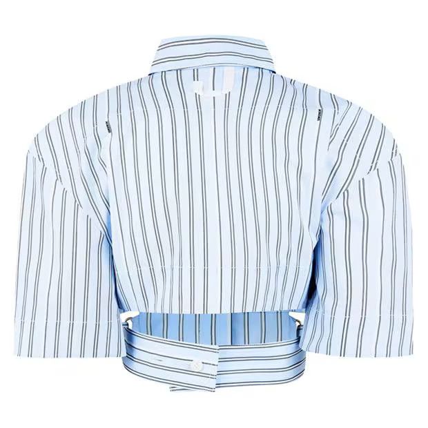 Jacquemus o1g2r1mq1024 Stripe Shirt in Blue Stripe Size S / US 4 / IT 40 - 2 Thumbnail