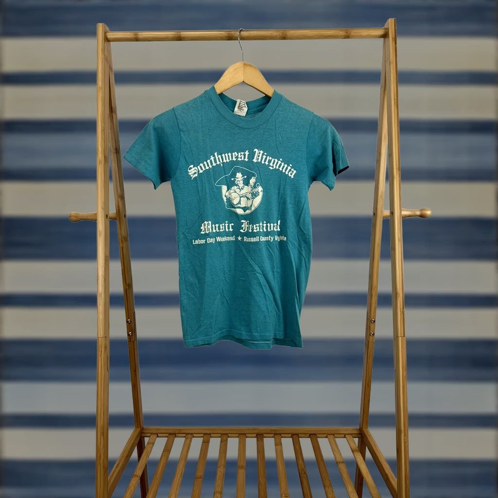 Vintage VINTAGE Ralph Stanley Southwest Virginia Music Festival T-Shirt Men S Turquoise 80s Band Country Festival Western Mens Size US S / EU 44-46 / 1 - 1 Thumbnail