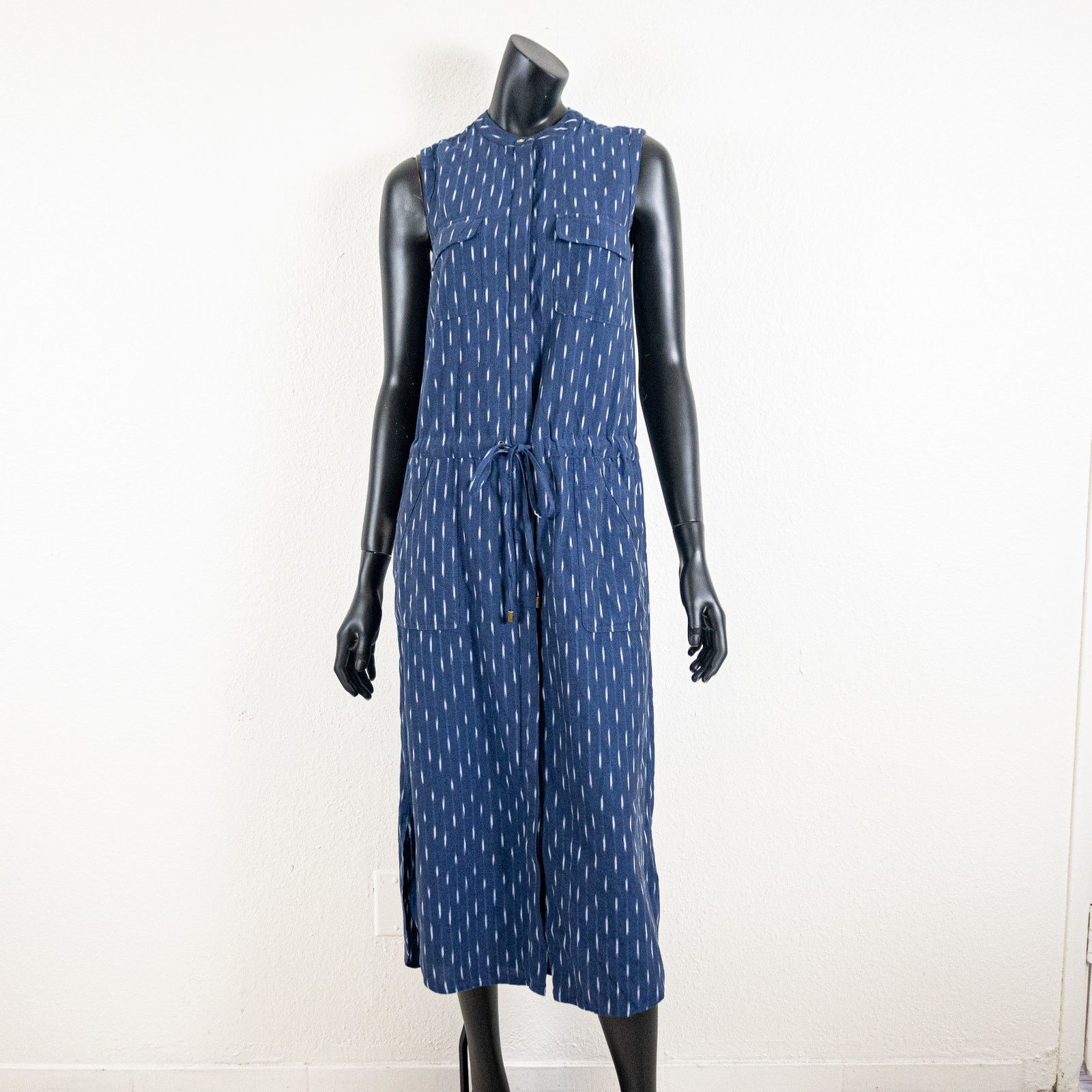 Faherty Faherty $198 Women's Saylor Dress in Midnight Ikat blue Size XS / US 0-2 / IT 36-38 - 2 Thumbnail