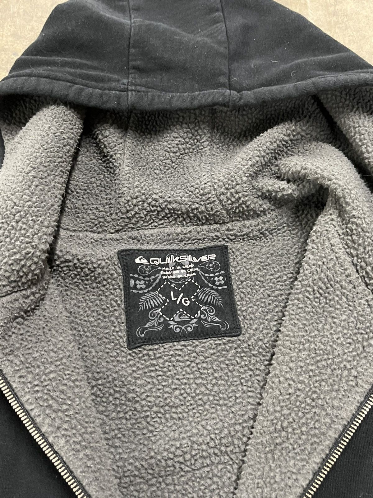 Quiksilver × Vintage Quicksilver y2k Sherpa lined zip up hoodie skater streetwear Size US L / EU 52-54 / 3 - 7 Thumbnail