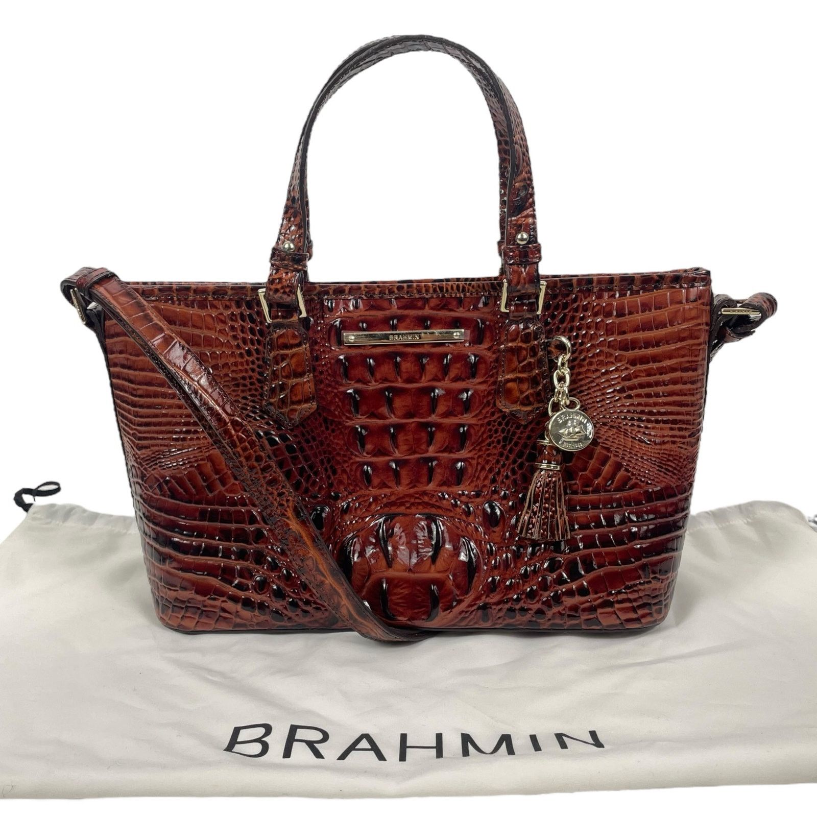 Brahmin Mini Asher Tote Satchel Bag Pecan Melbourne Brown