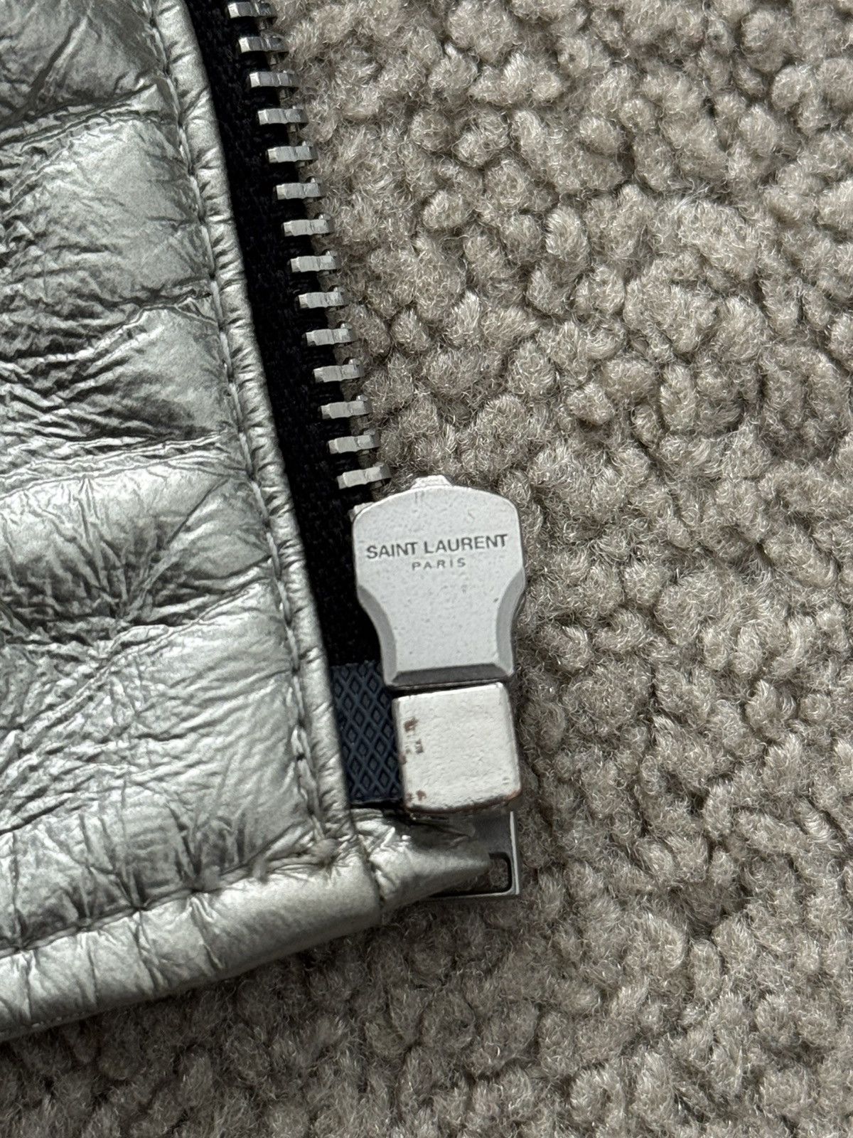 Saint Laurent Paris SS14 Saint Laurent Hedi Slimane Silver Varsity Teddy Jacket Size US S / EU 44-46 / 1 - 13 Thumbnail