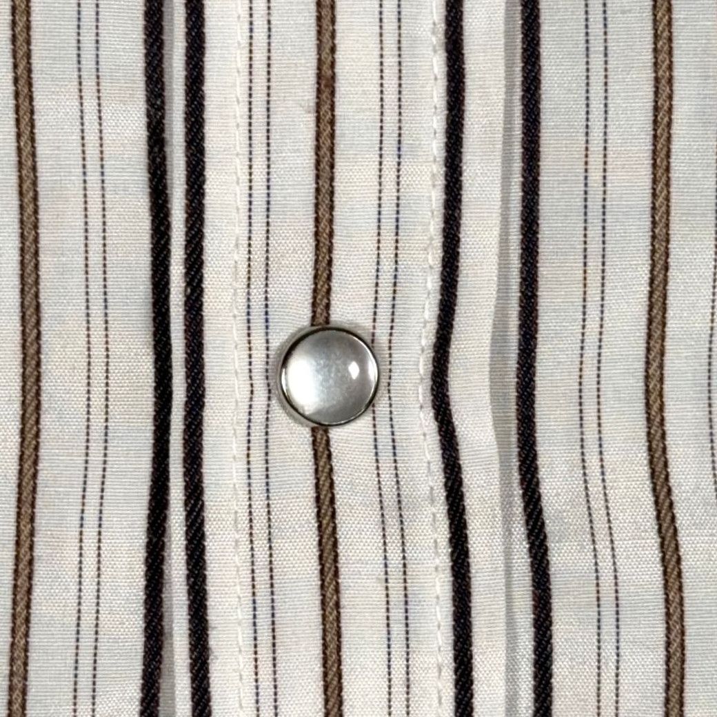 Vintage VINTAGE Plains Western Shirt Adult LARGE White Striped Pearl Snap Cowboy 90s Size US L / EU 52-54 / 3 - 7 Thumbnail