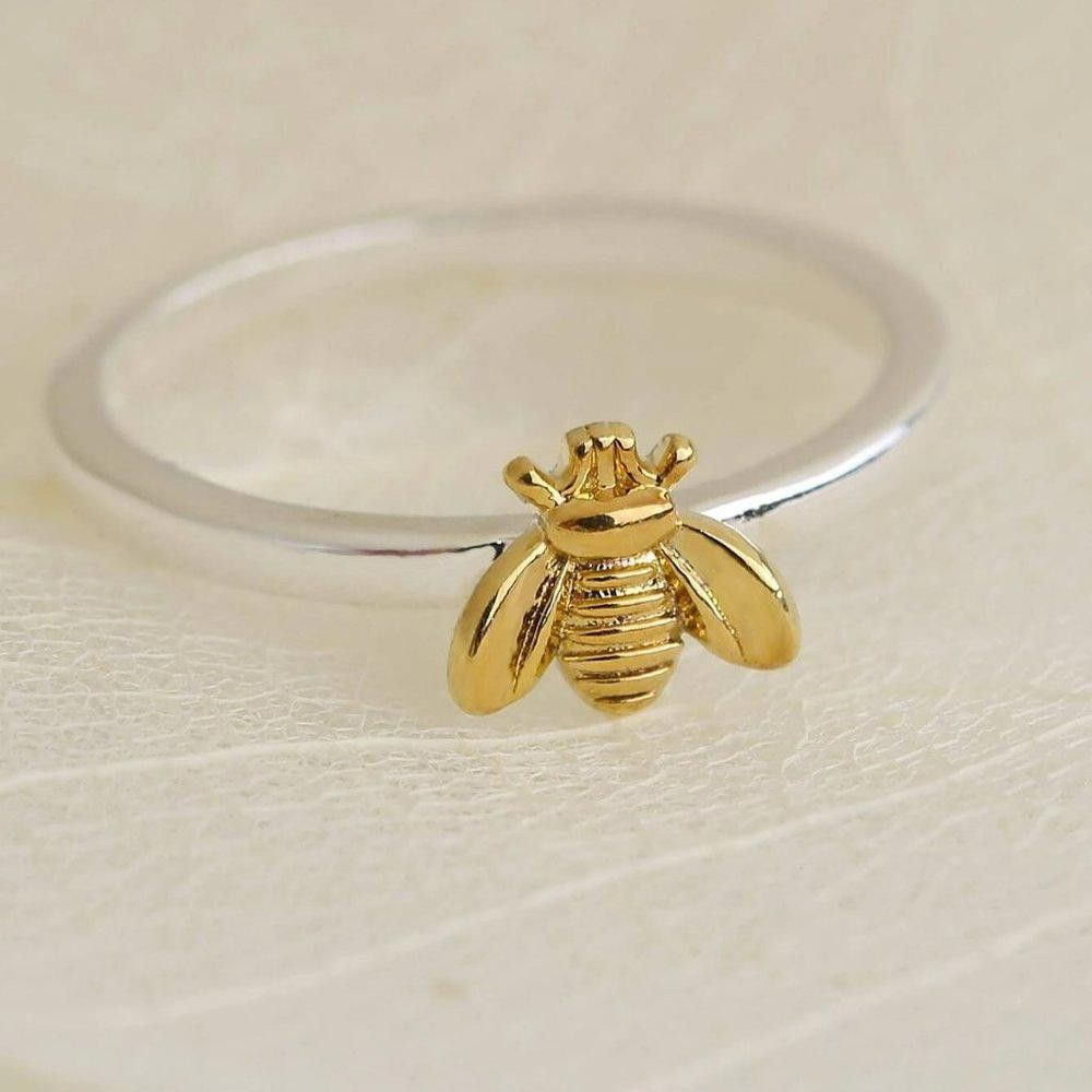 Designer 925 Sterling Silver Tiny Yellow Honey Bee Ring - Size 7 Size ONE SIZE - 7 Thumbnail